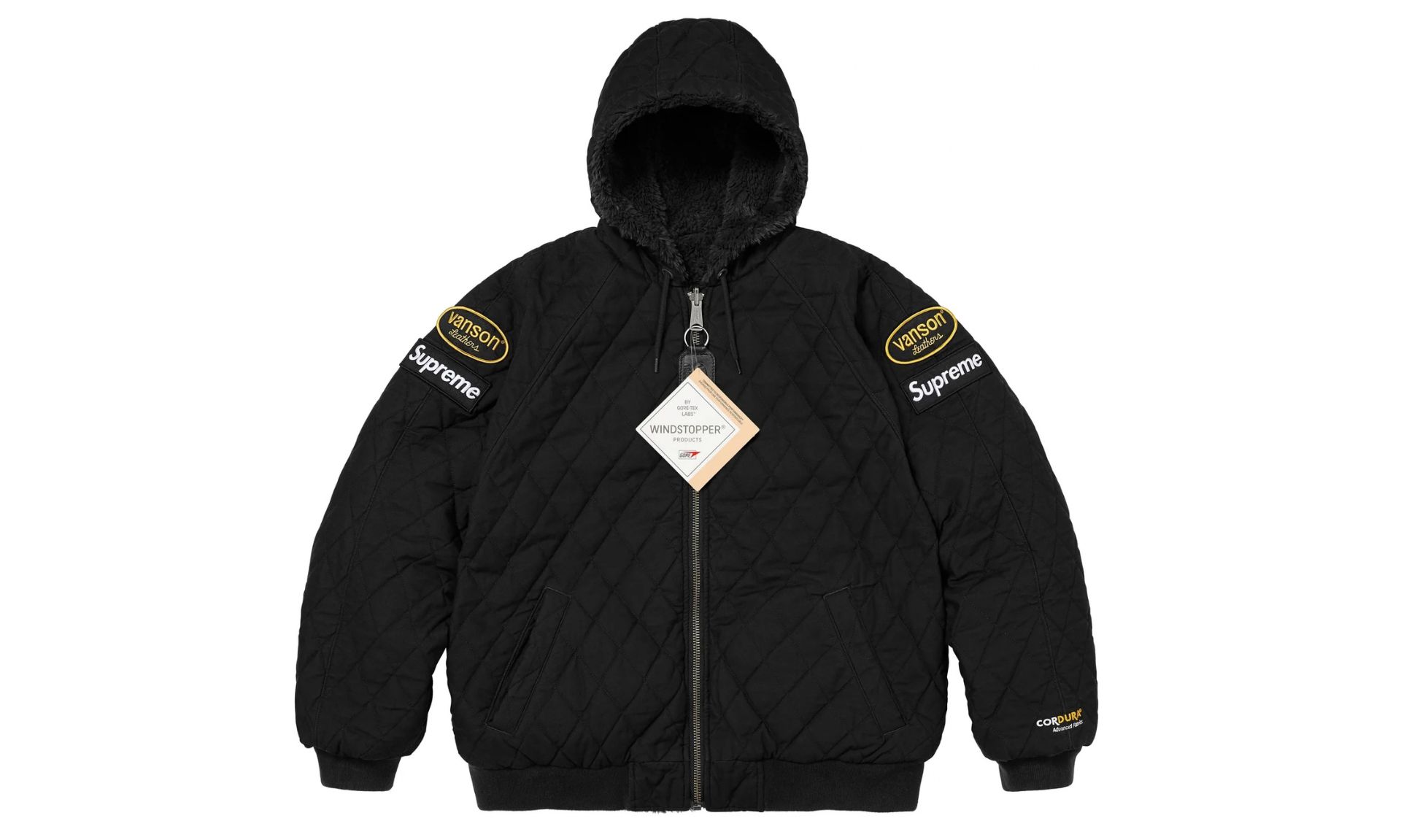 Supreme Reversible Faux Fur Hooded Work Jacket Black - OVERCEZ