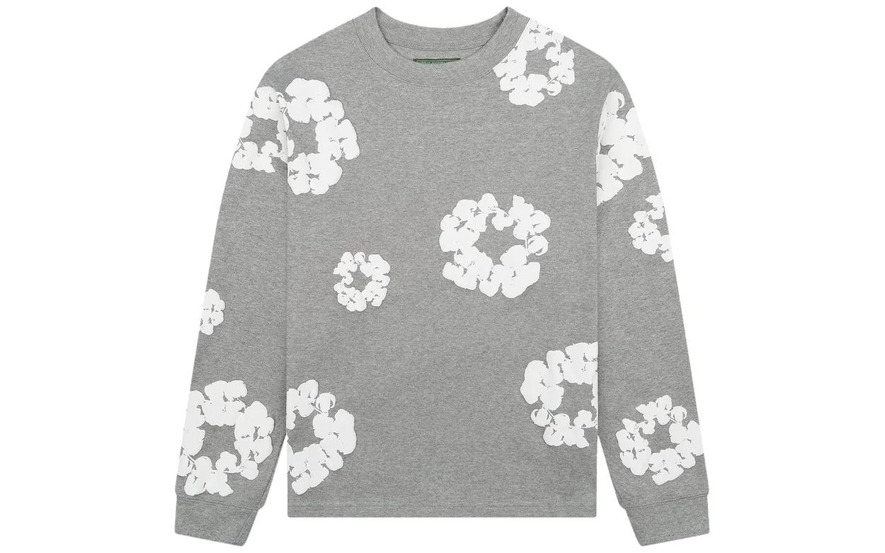 Denim Tears Long Sleeve Cotton Wreath T-shirt Grey | OVERCEZ