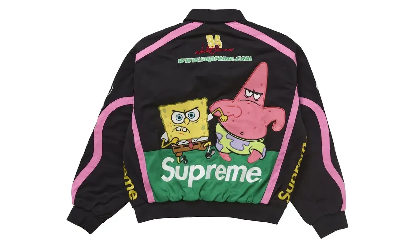 Supreme SpongeBob SquarePants Jeff Hamilton Racing Jacket Black | OVERCEZ