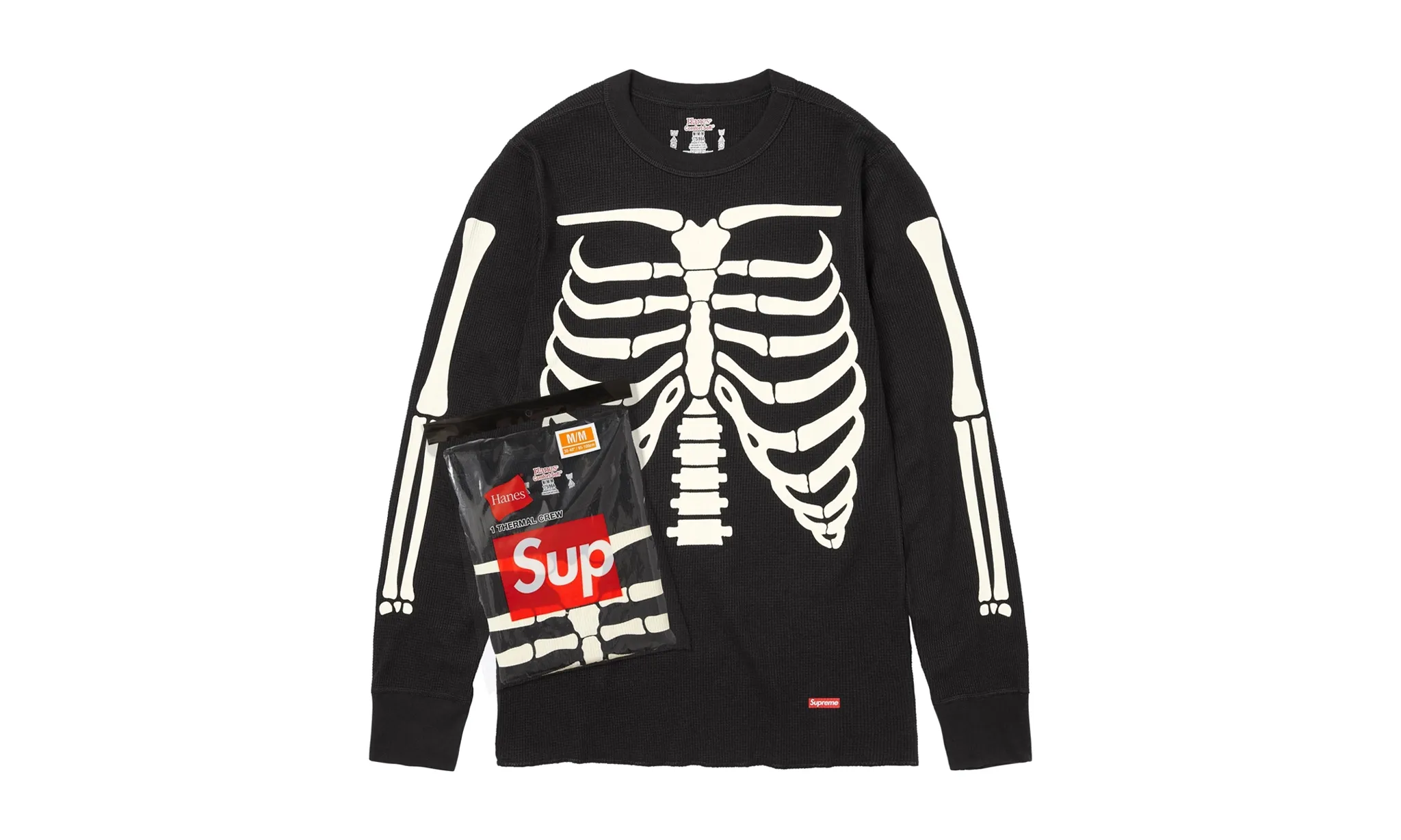 Supreme Hanes Bones Thermal Crew Black | OVERCEZ
