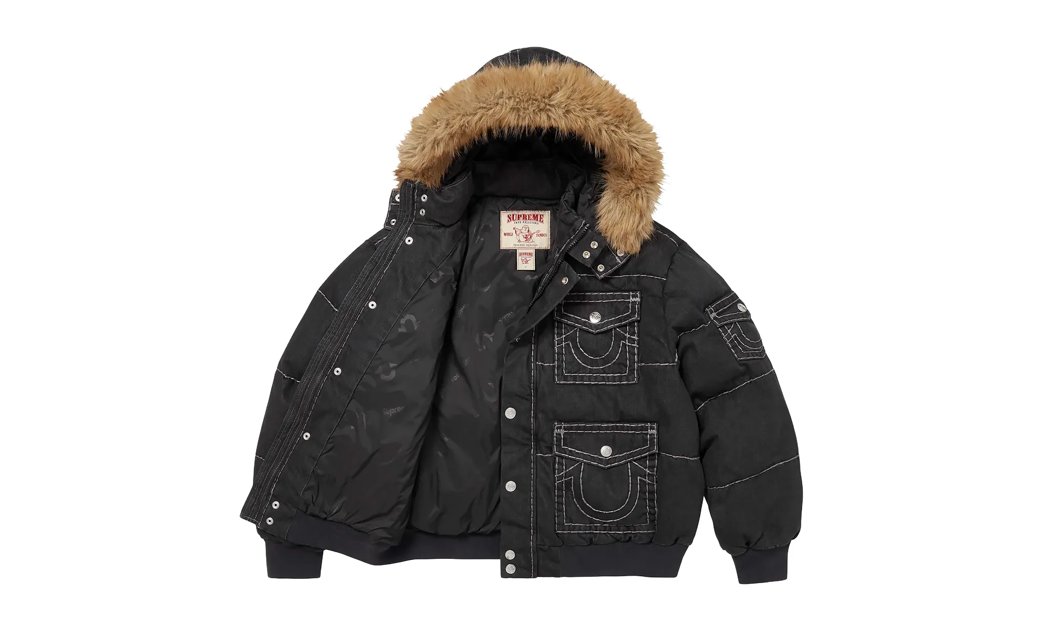Supreme True Religion Puffer Jacket Black | OVERCEZ