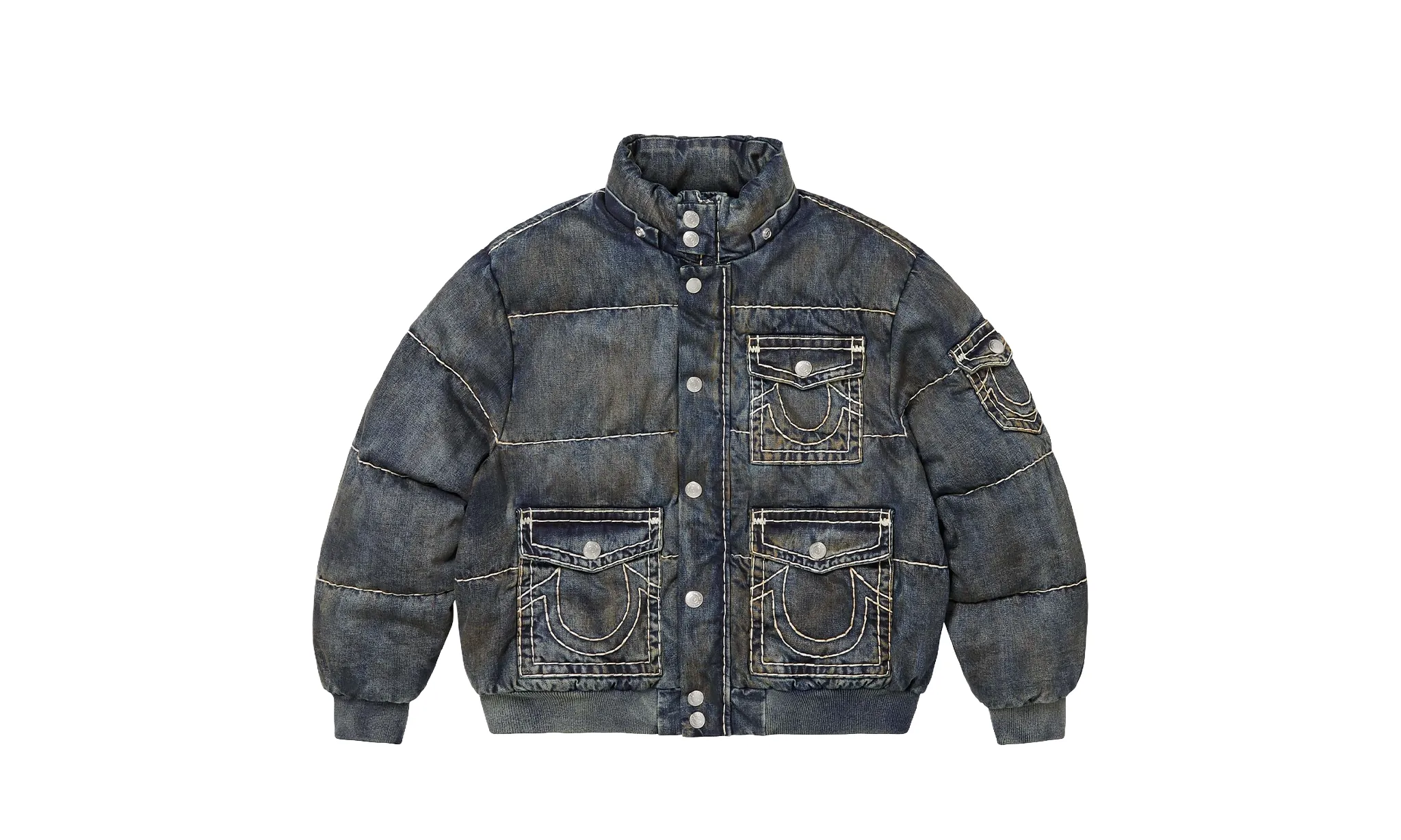 Supreme True Religion Puffer Jacket Dirty Indigo | OVERCEZ