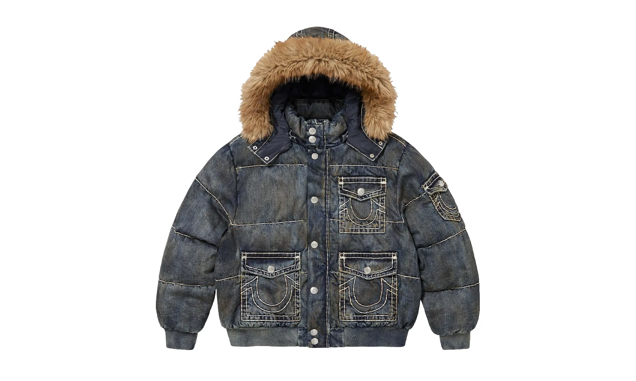 Supreme True Religion Puffer Jacket Dirty Indigo
