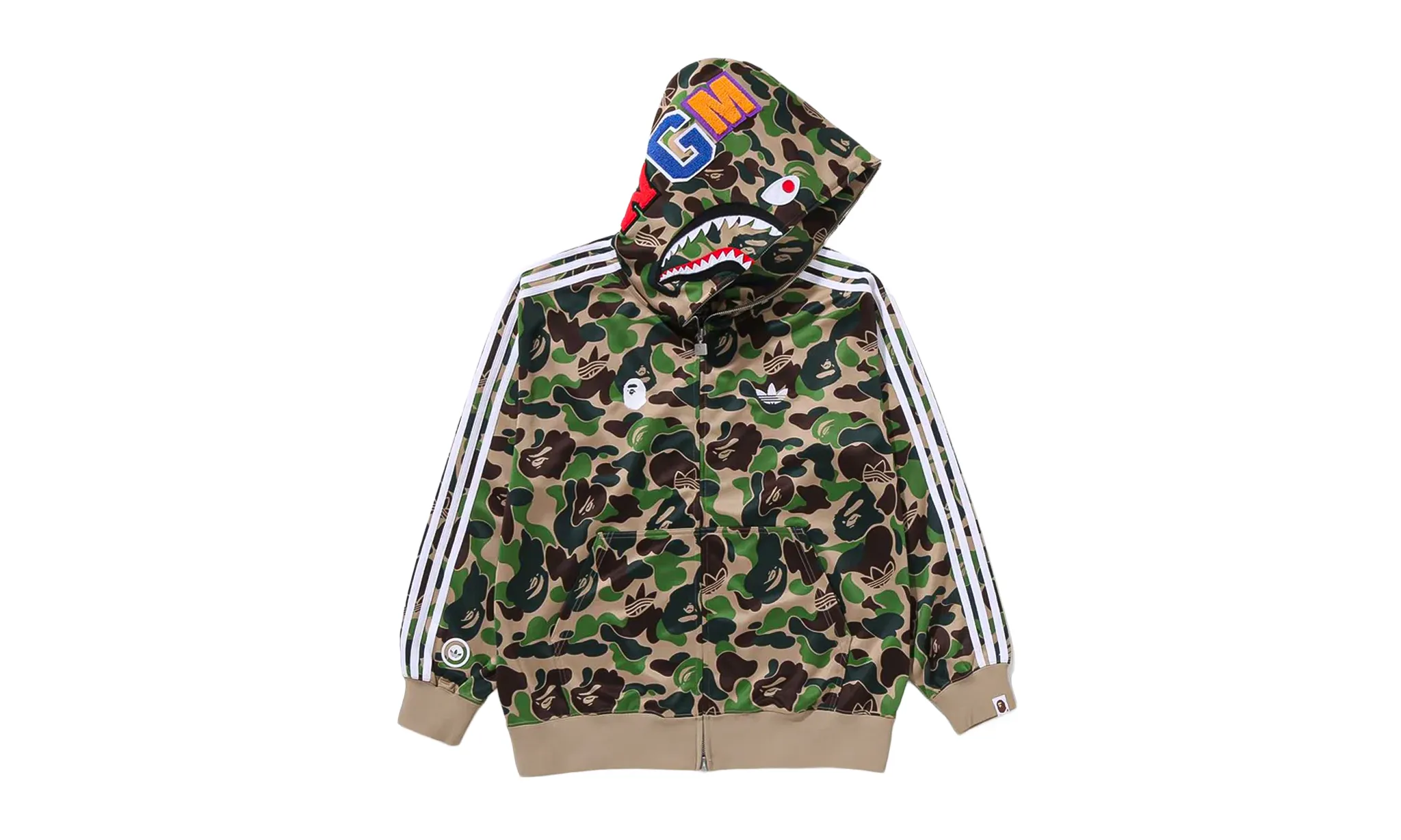 Adidas x BAPE Relaxed Fit Track Camo Shark Full Zip Hoodie Green