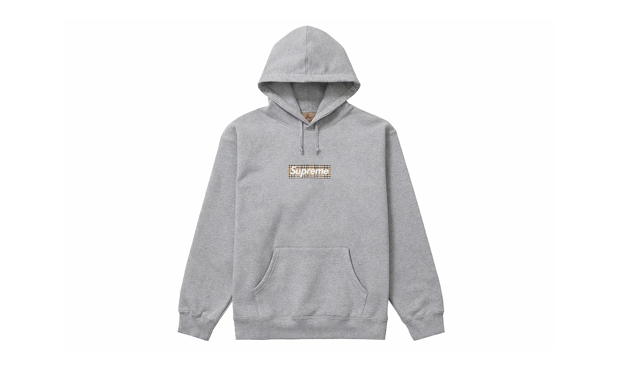 Supreme Burberry Box Logo Hoodie Grey