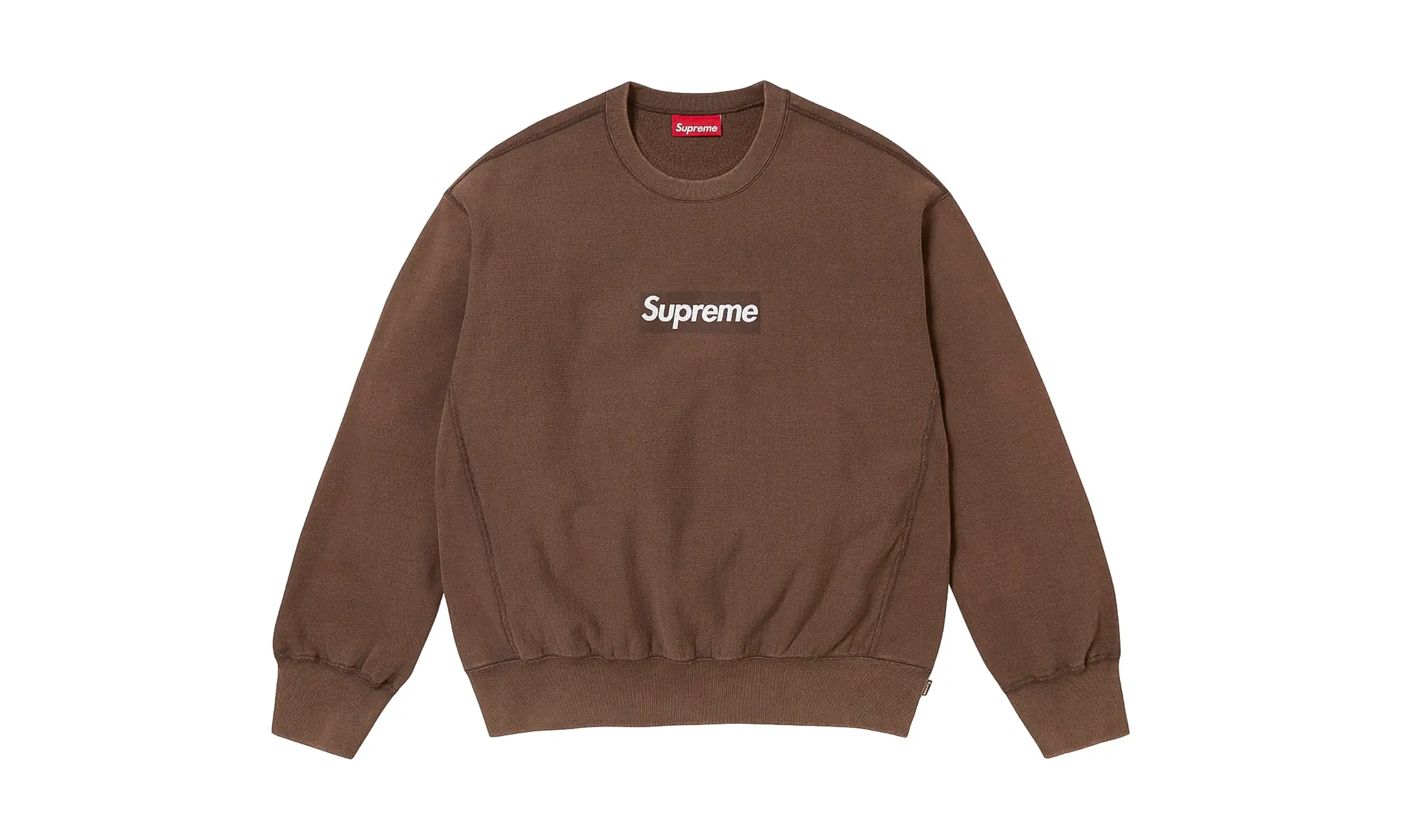 Supreme Washed Box Logo Crewneck Brown
