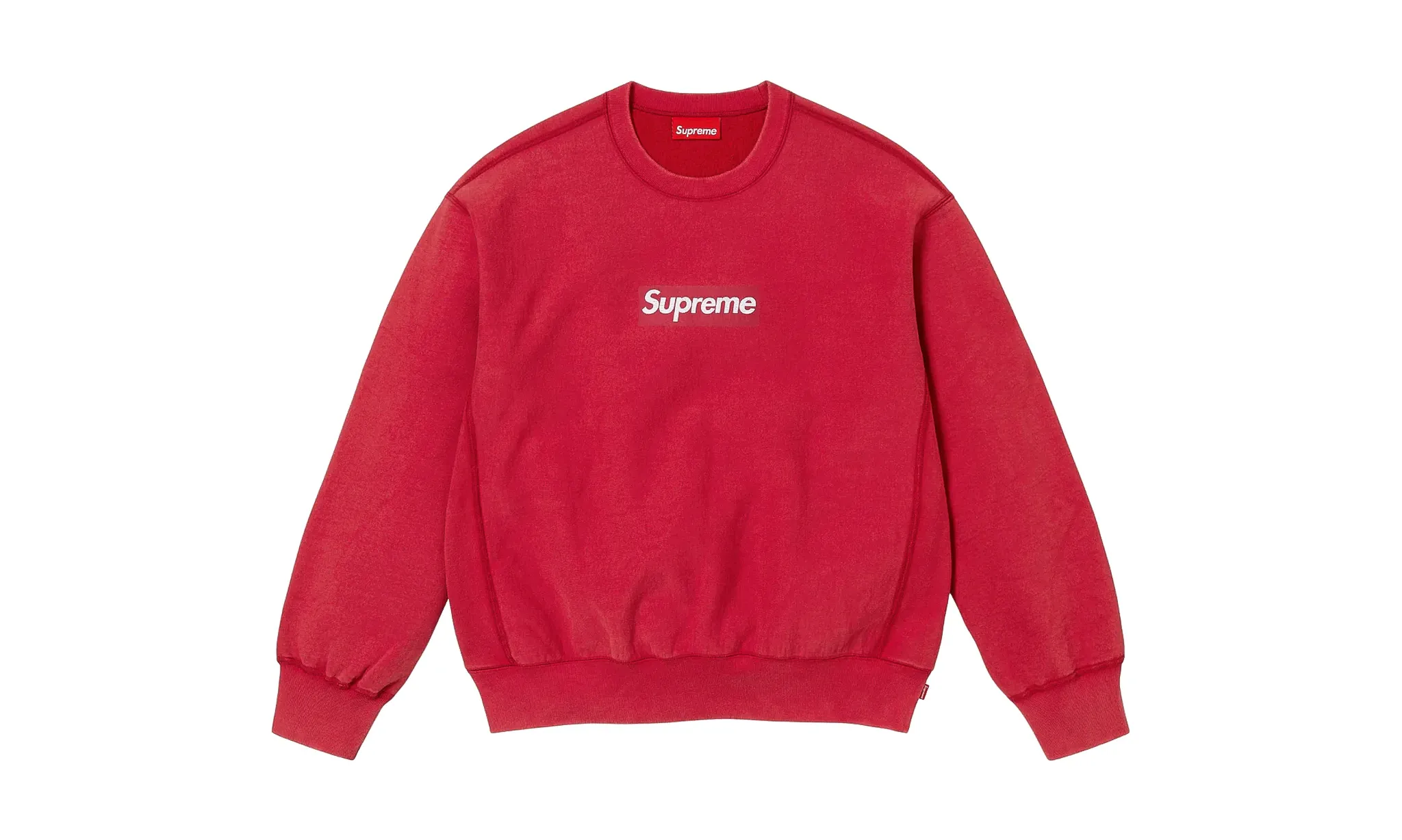 Supreme Washed Box Logo Crewneck Red | OVERCEZ