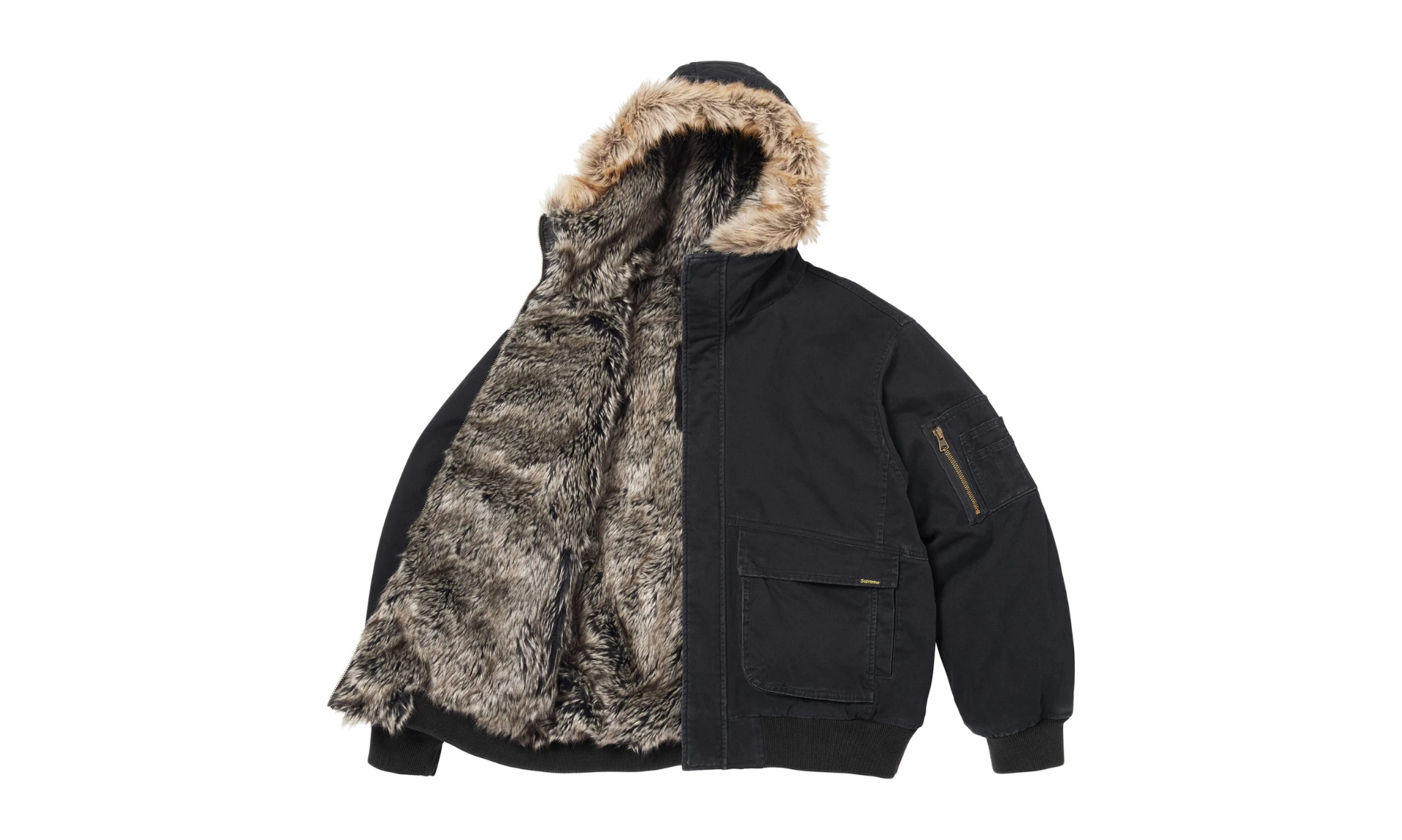 Supreme Reversible Faux Fur Hooded Work Jacket Black | OVERCEZ