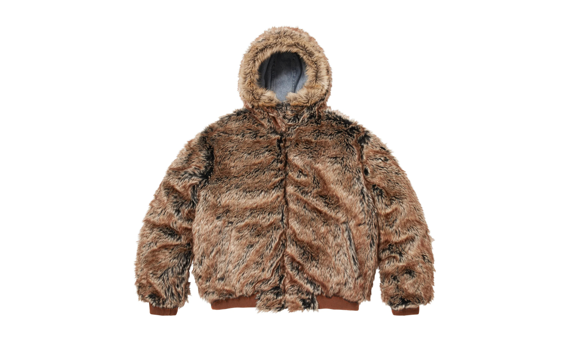 Supreme Reversible Faux Fur Hooded Work Jacket Denim