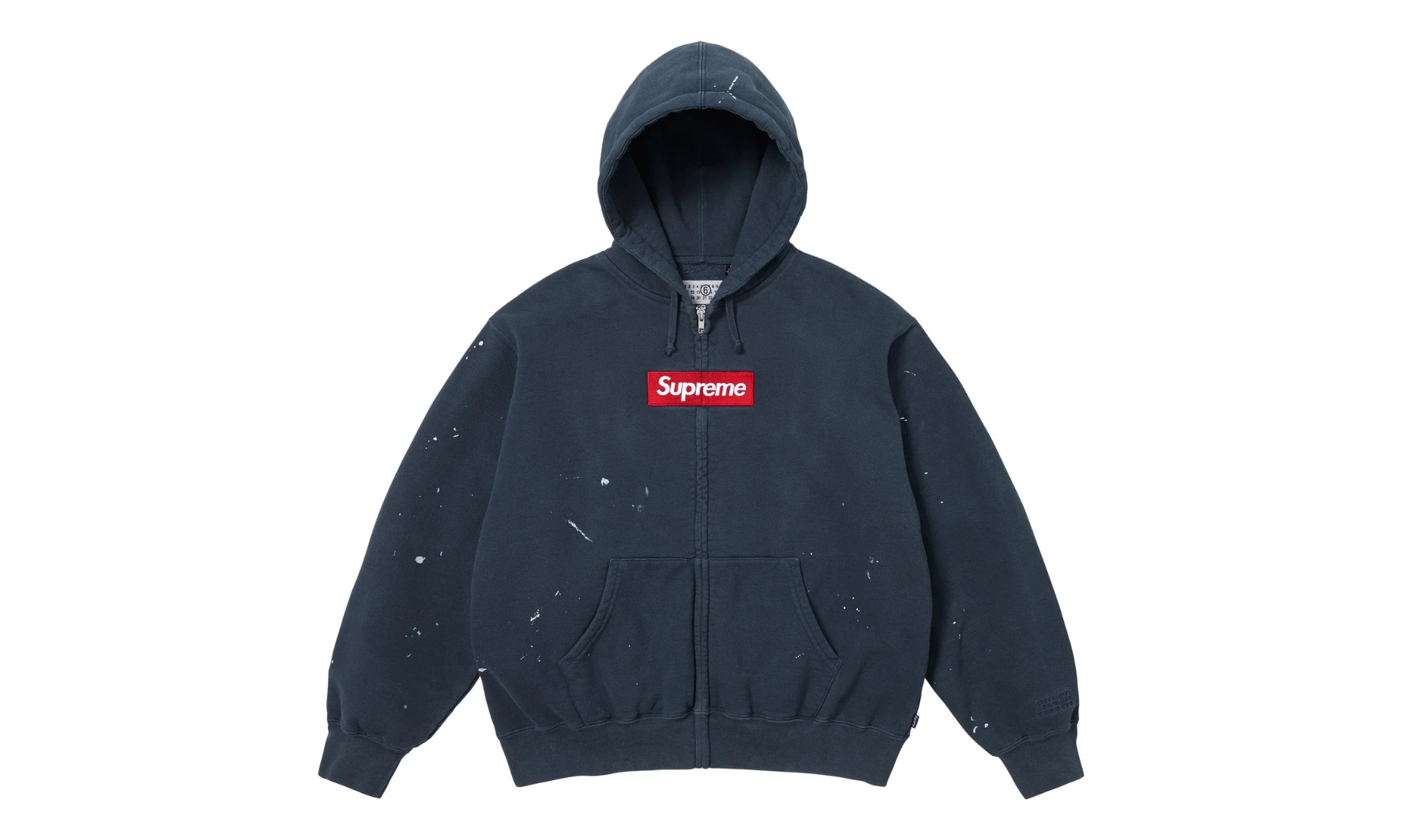 Supreme MM6 Maison Margiela Box Logo Zip Up Hooded Sweatshirt Navy
