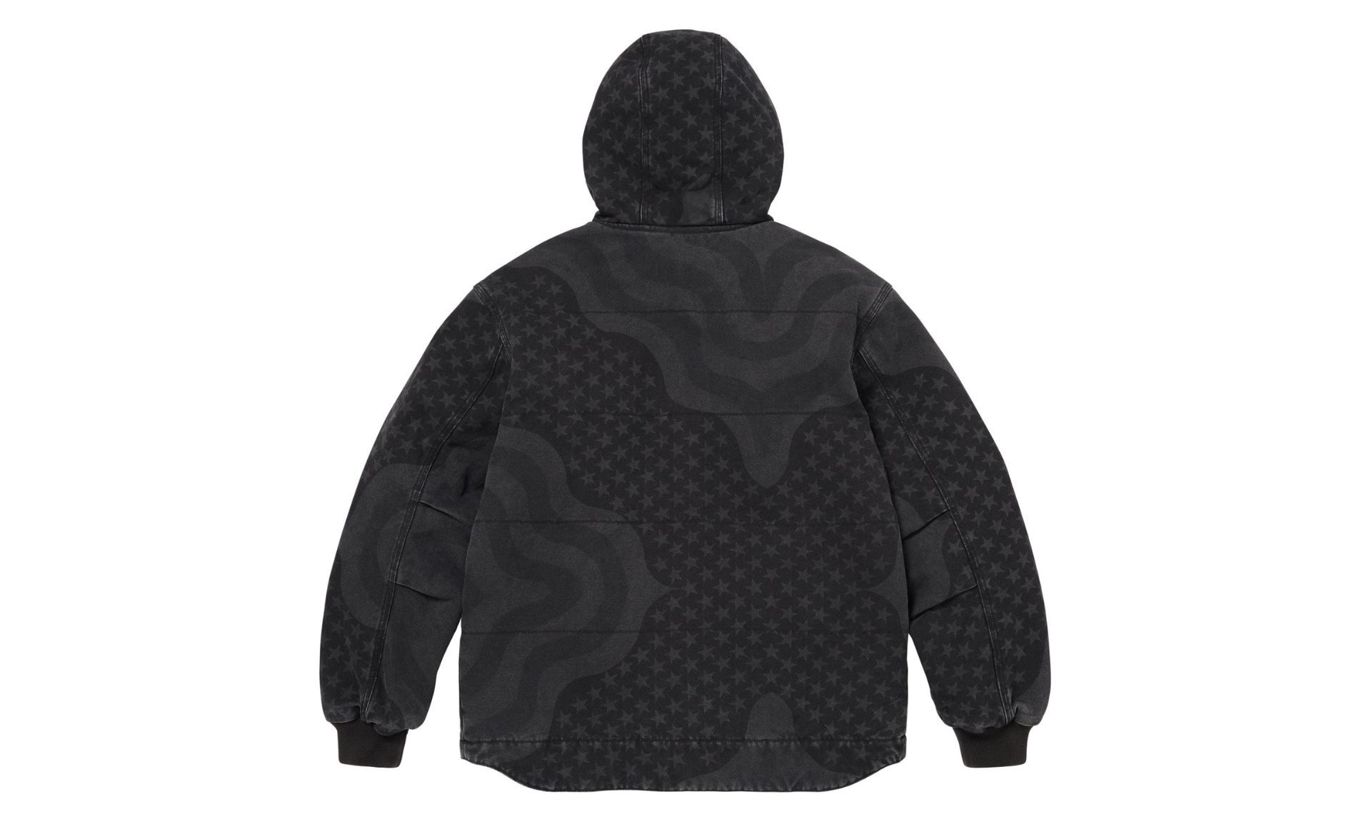 Supreme Flag Quilted Hooded Work Jacket Black | OVERCEZ