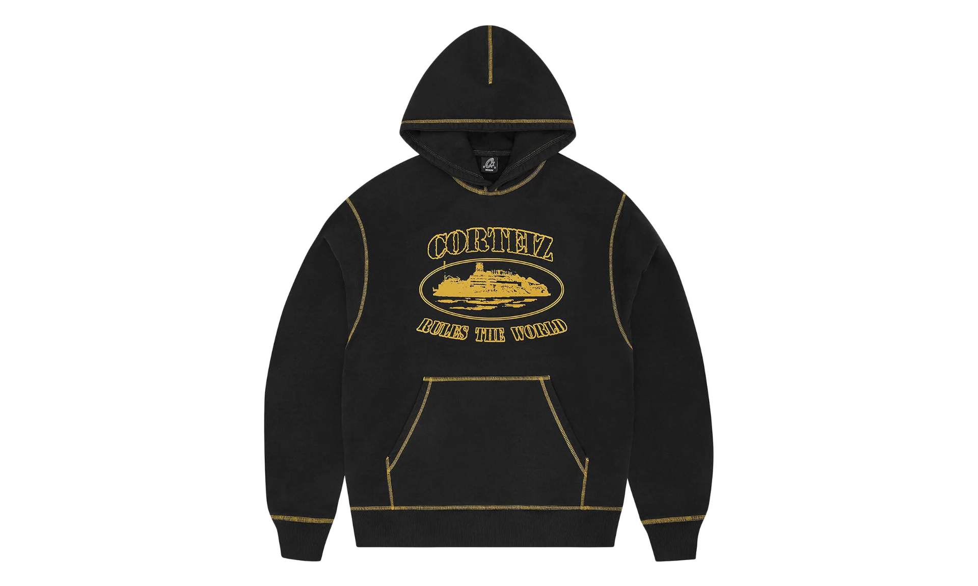 Corteiz Alcatraz Contrast Hoodie Black Yellow