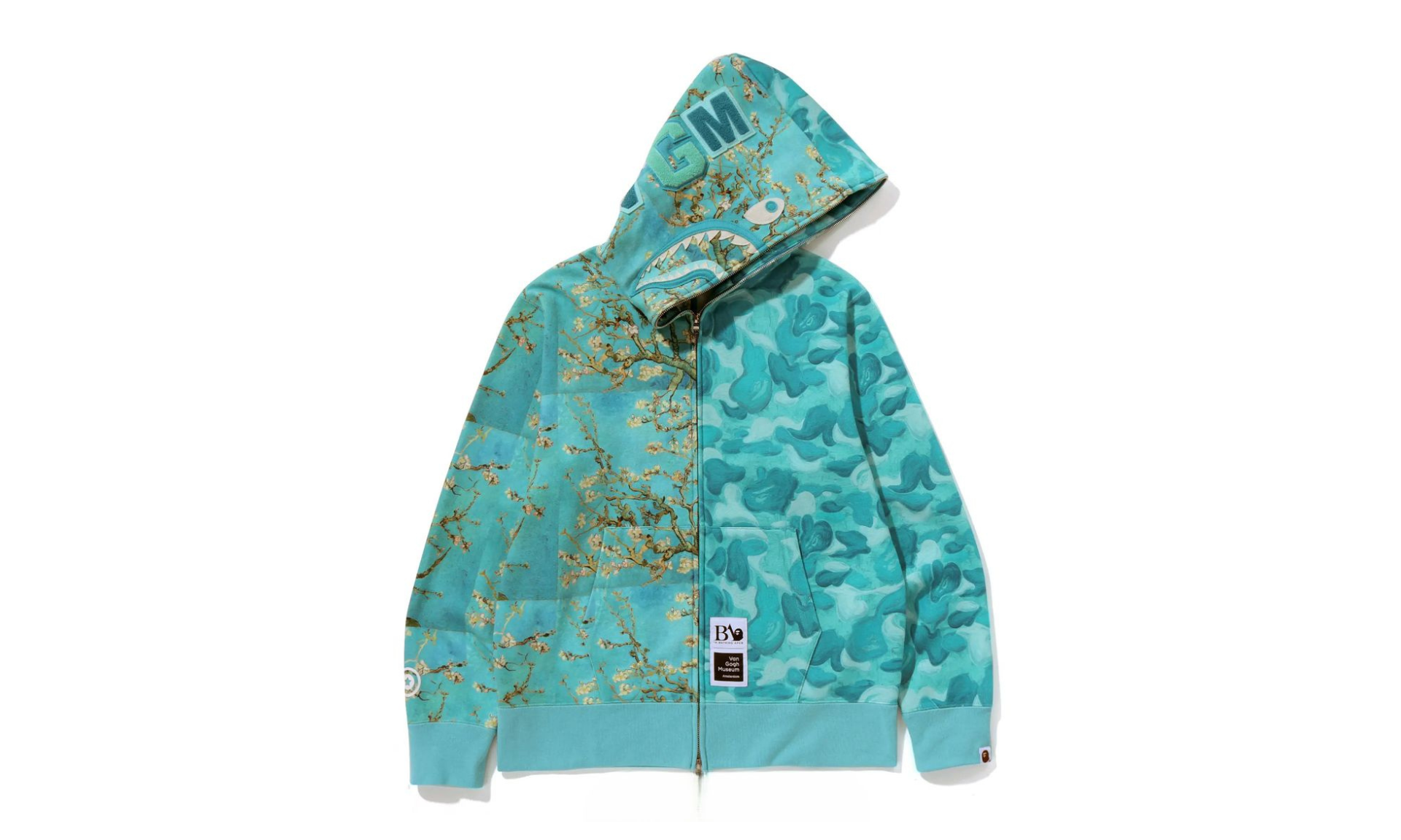 BAPE x Van Gogh Museum Shark Full Zip Hoodie Sax