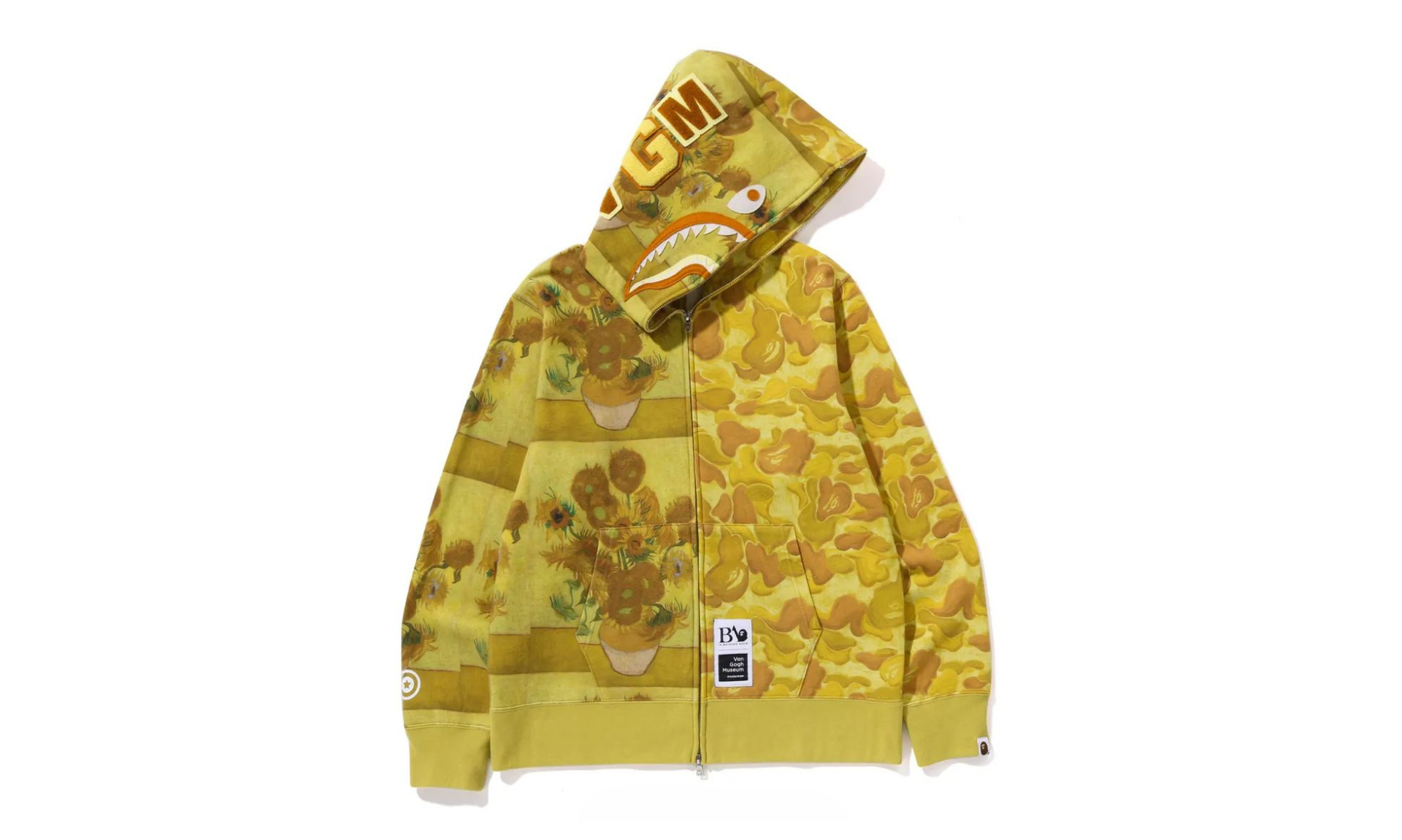 BAPE x Van Gogh Museum Shark Full Zip Hoodie Yellow