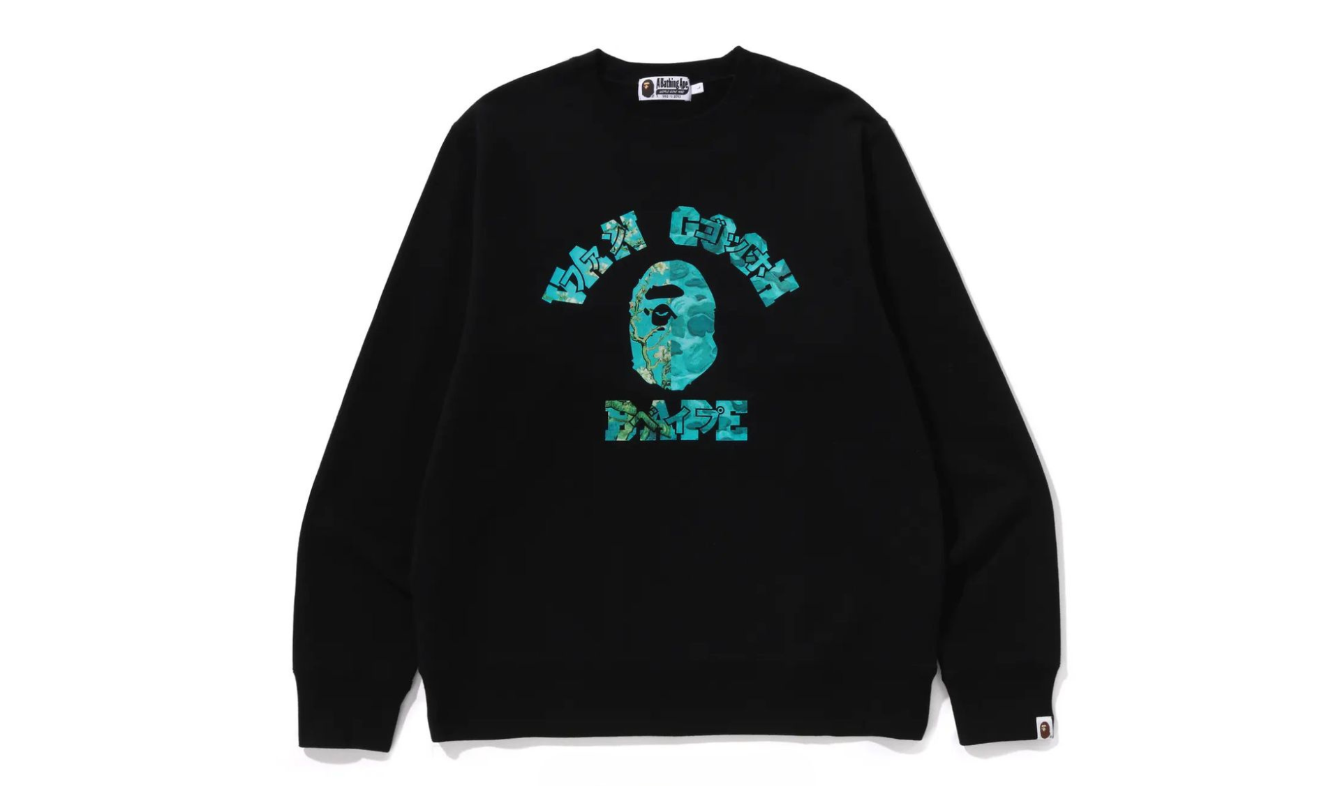 BAPE x Van Gogh Museum College Crewneck Sweatshirt Black Blue