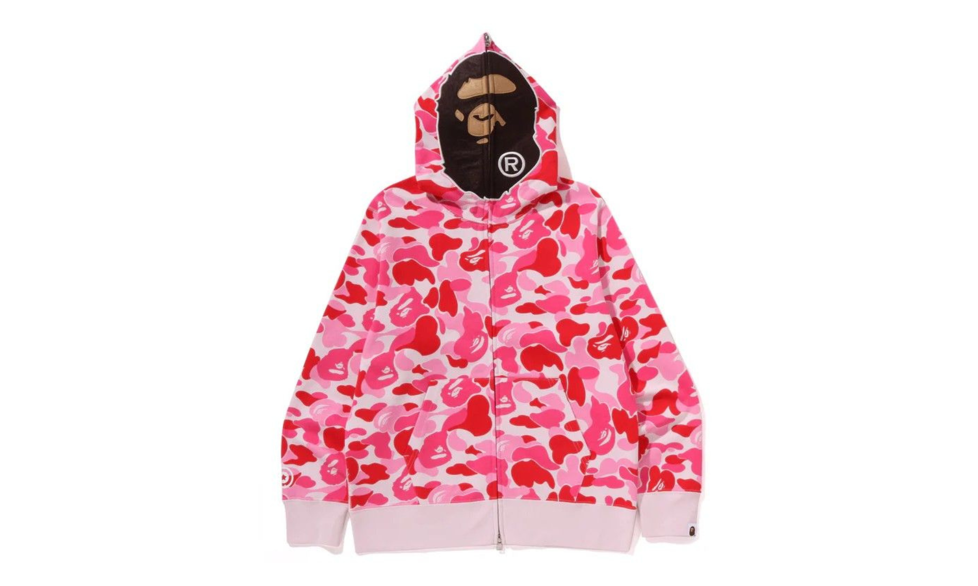 BAPE ABC Camo 2ND APE FullL Zip Hoodie Pink