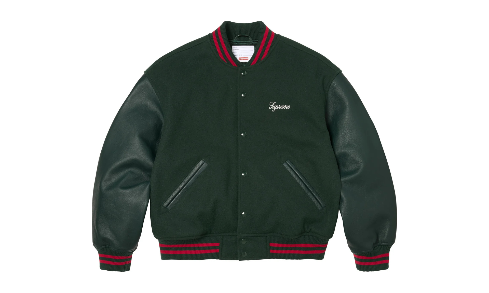Supreme Cross Varsity Jacket Dark Green