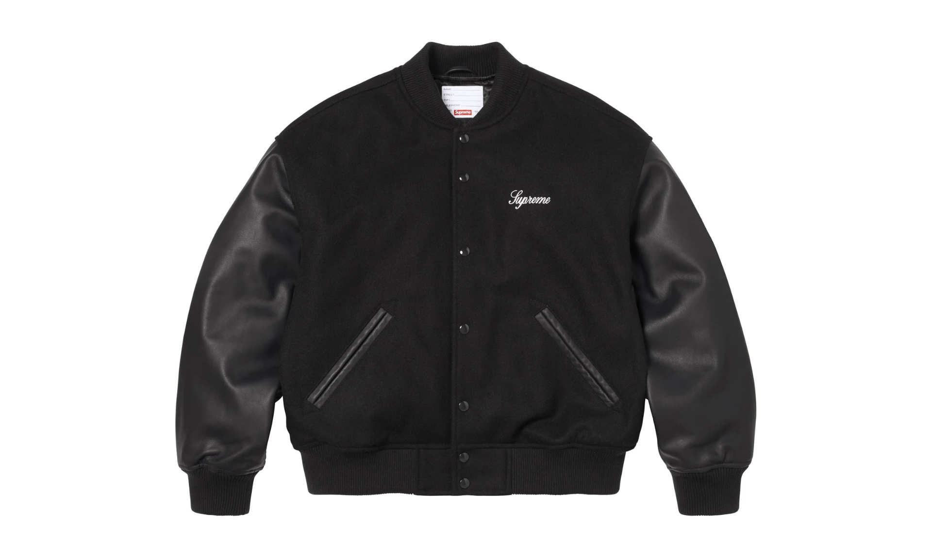 Supreme Cross Varsity Jacket Black