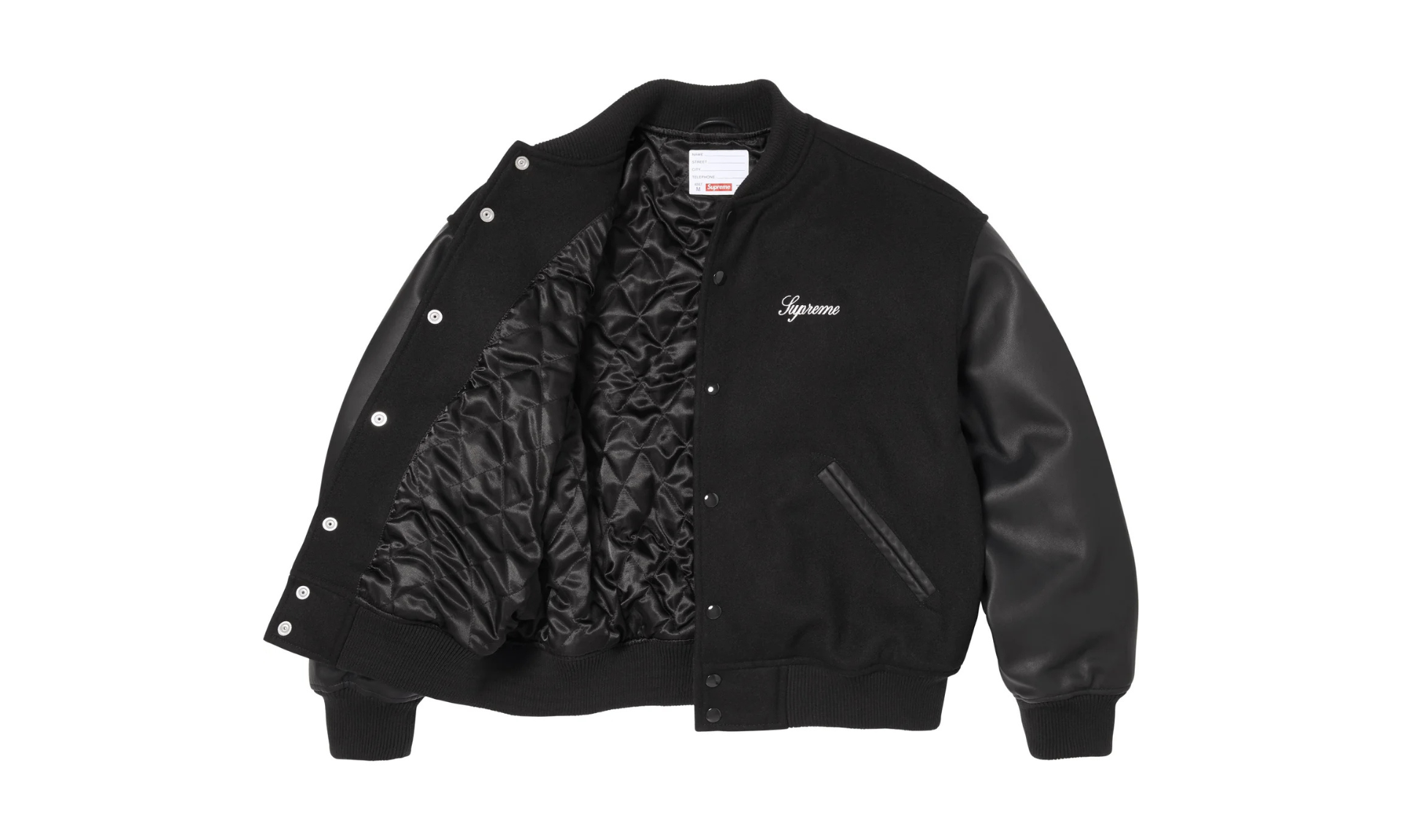 Supreme Cross Varsity Jacket Black | OVERCEZ