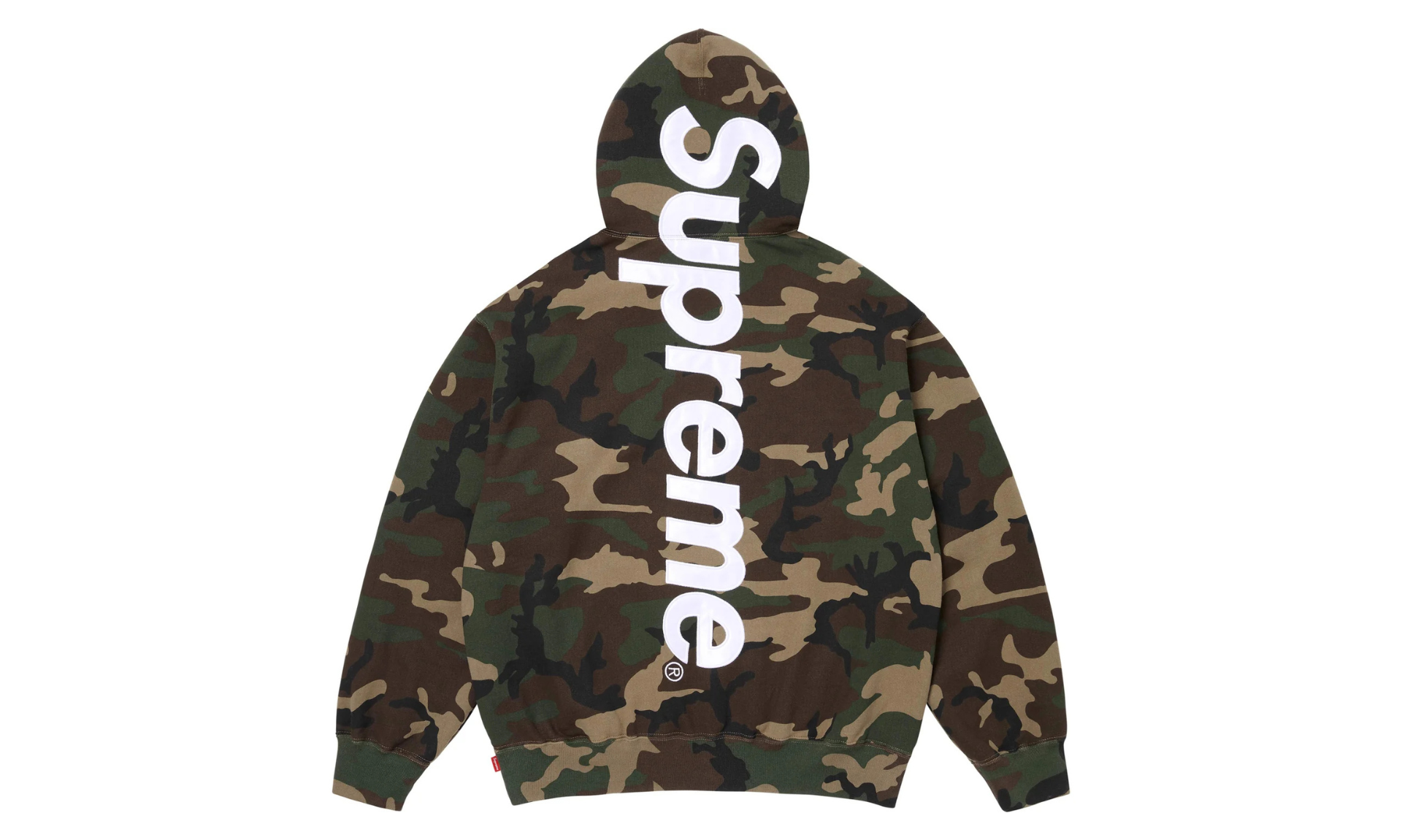 Supreme Satin Applique Hooded Sweatshirt Woodland Camo