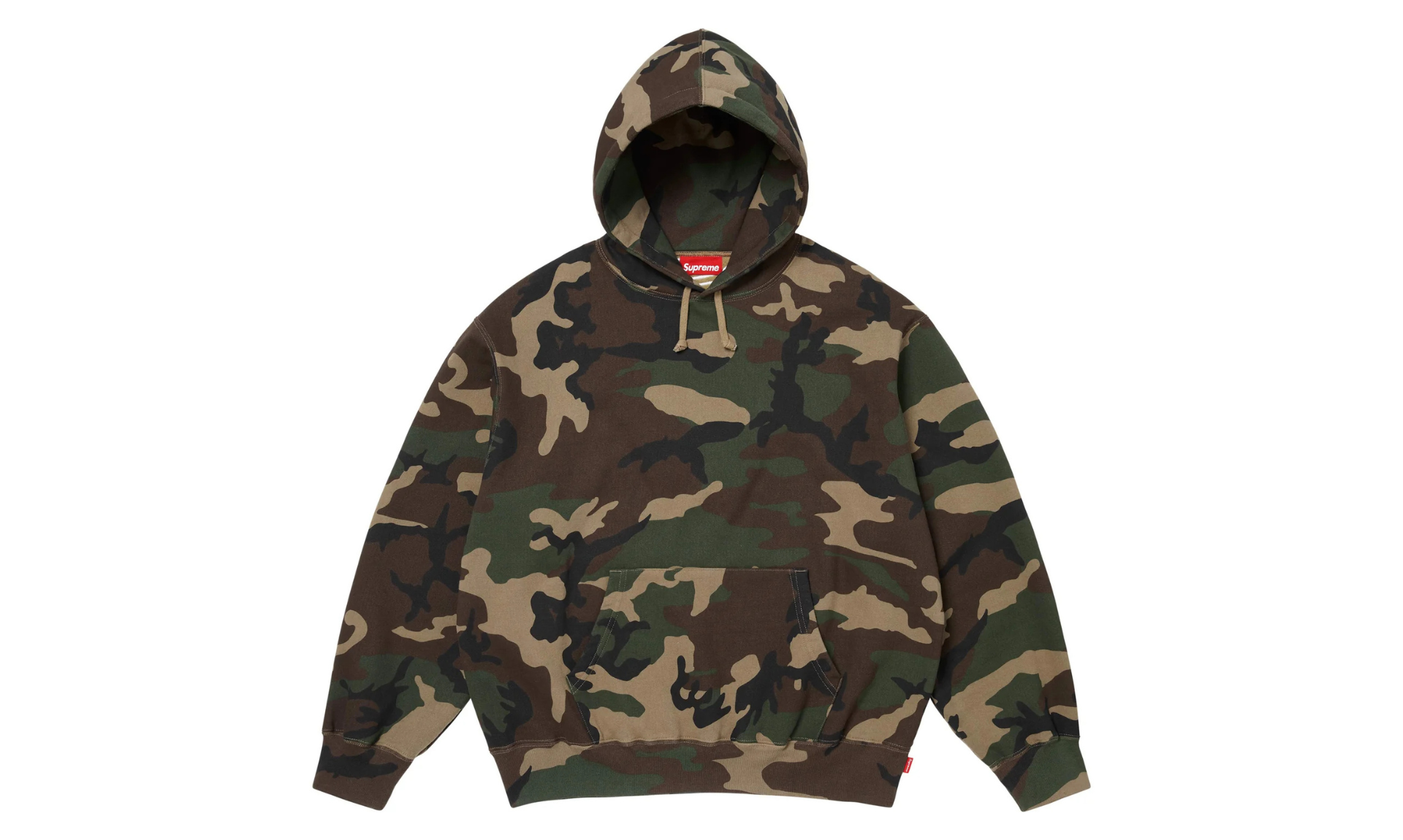 Supreme Satin Applique Hooded Sweatshirt Woodland Camo
