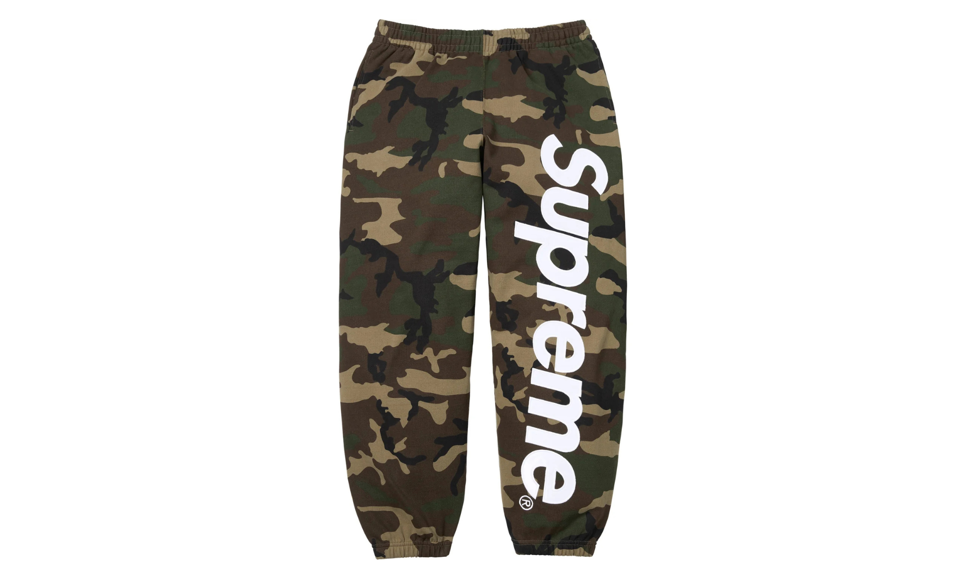 Supreme Satin Applique Sweatpant Woodland Camo