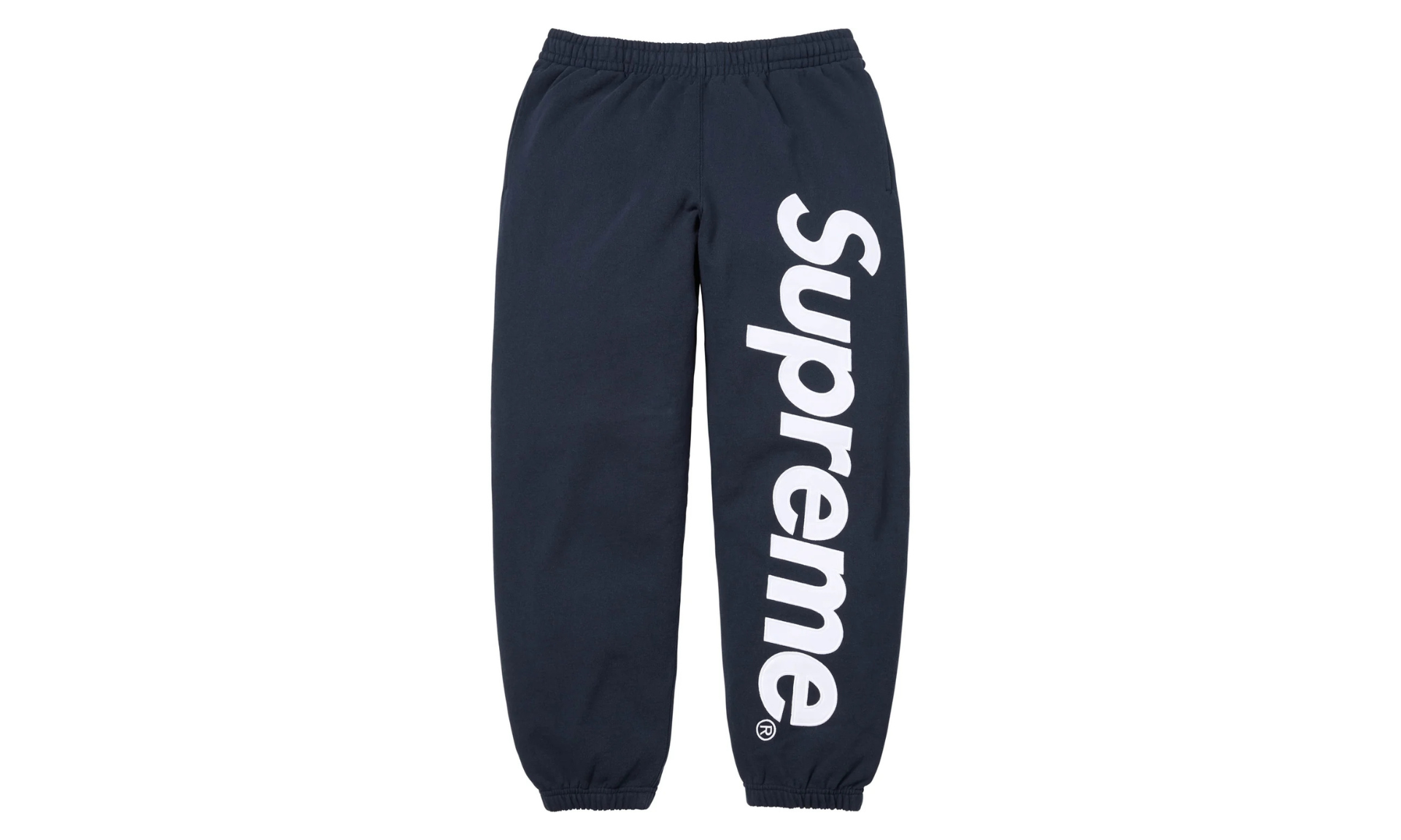 Supreme Satin Applique Sweatpant Navy | OVERCEZ