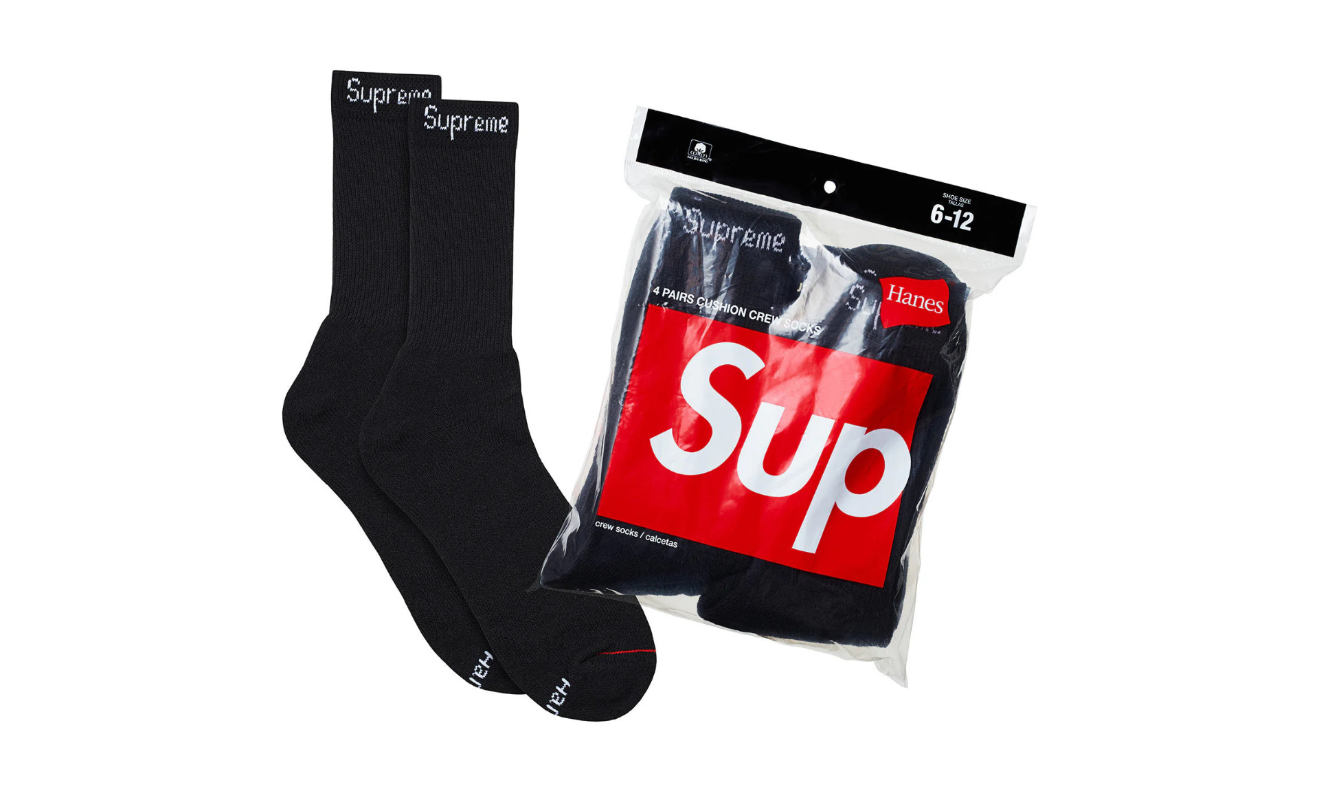 Supreme Hanes Black Socks (1 pair)