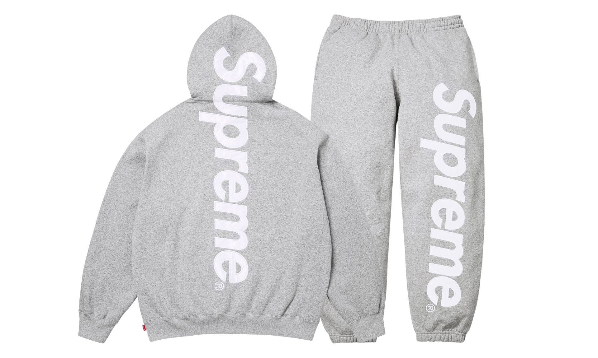 Szary komplet dresowy Supreme Satin Applique