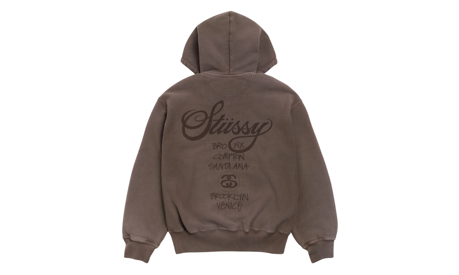 Stussy World Tour Zip Hoodie Faded Brown