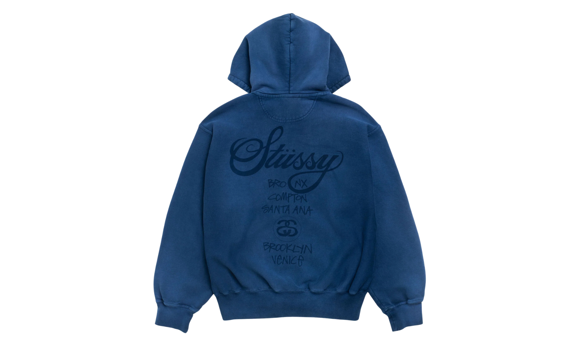 Stussy World Tour Zip Hoodie Faded Navy