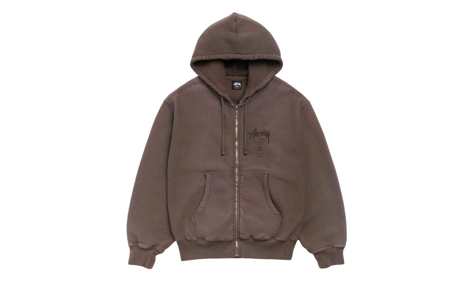 Stussy World Tour Zip Hoodie Faded Brown