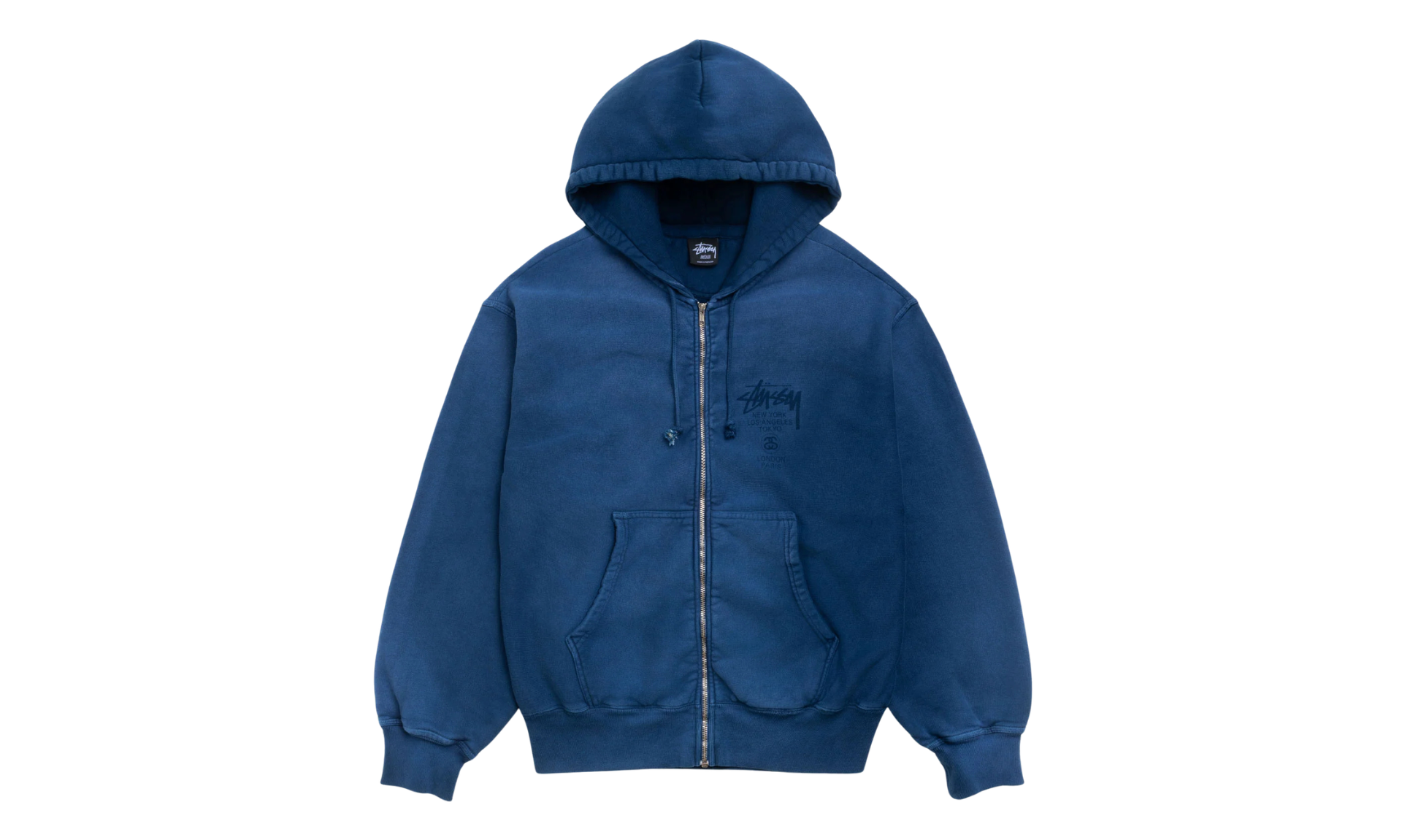 Stussy World Tour Zip Hoodie Faded Navy