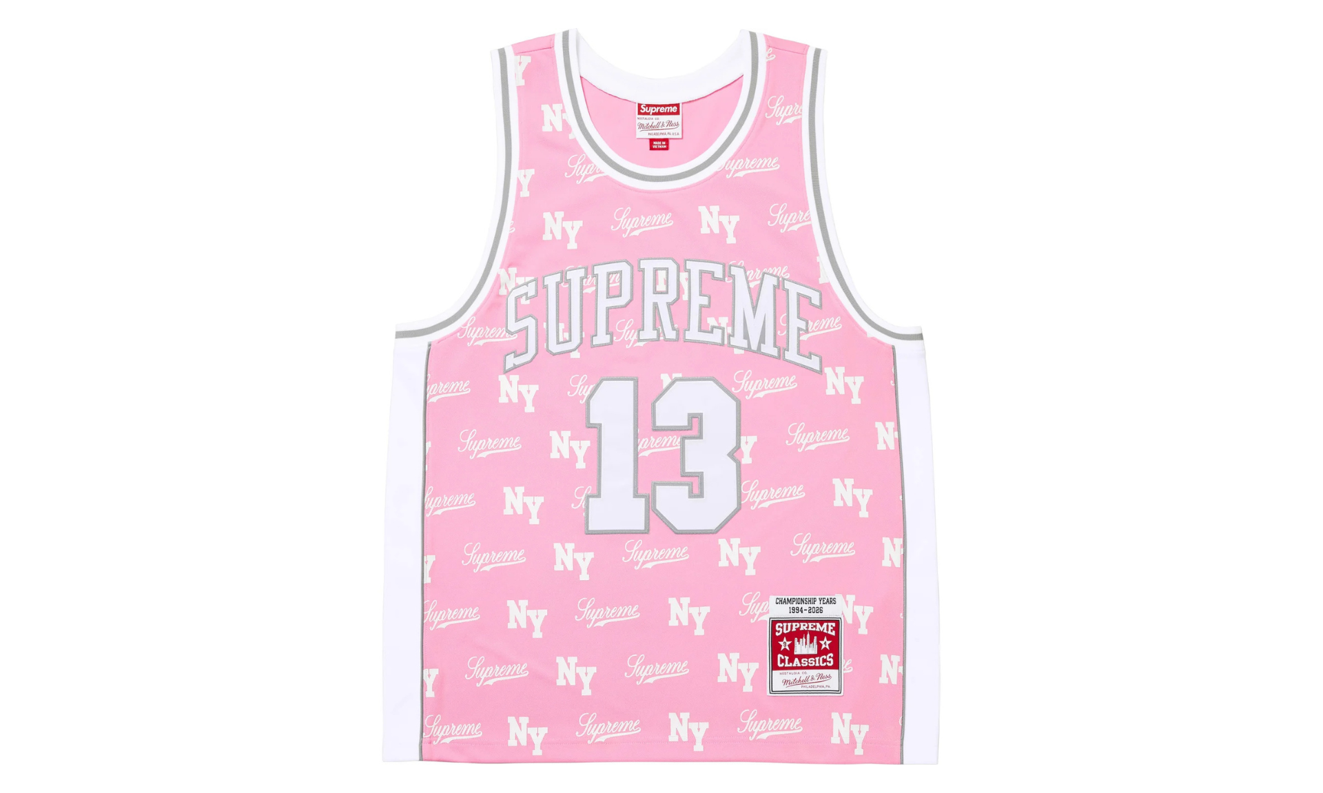 Supreme Mitchell & Ness Monogram Jersey Pink