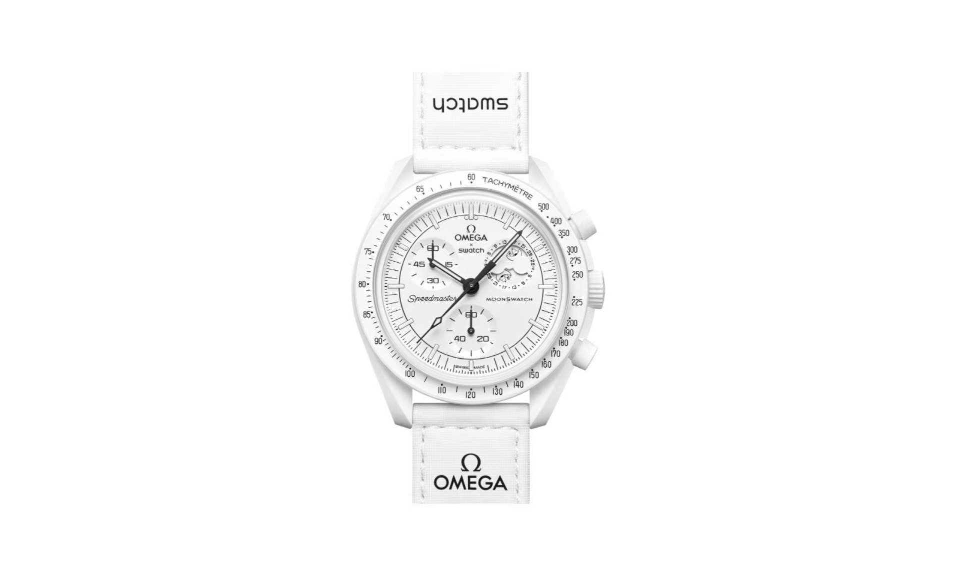 Swatch x Omega Bioceramic Moonswatch Mission To Moonphase Snoopy White | OVERCEZ