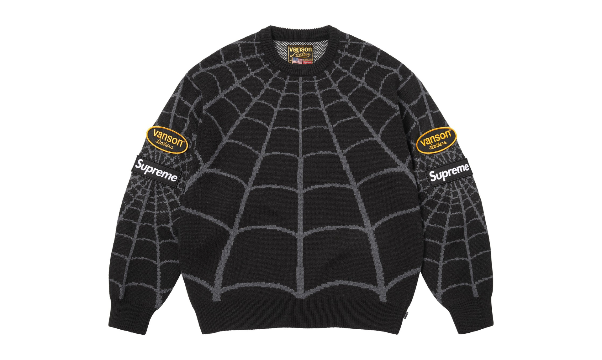 Supreme x Vanson Leathers Spider-Man Sweater Black