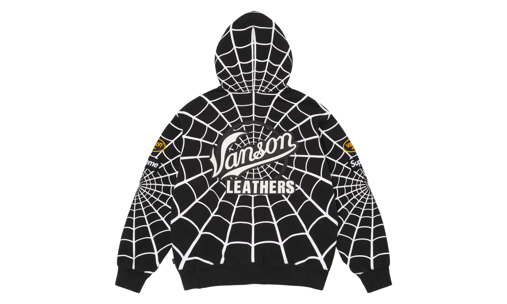 Supreme x Vanson Leathers Spider-Man Zip Up Hooded Sweatshirt Black