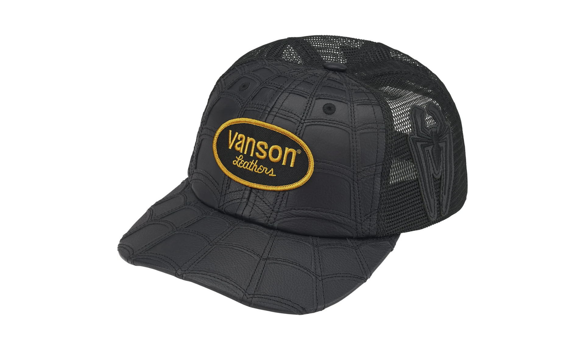 Supreme x Vanson Leathers Spider Man Mesh Back 6 Panel Black
