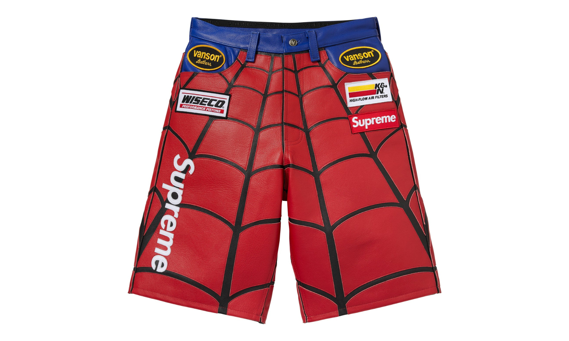 Supreme x Vanson Leathers Spider Man Short Red