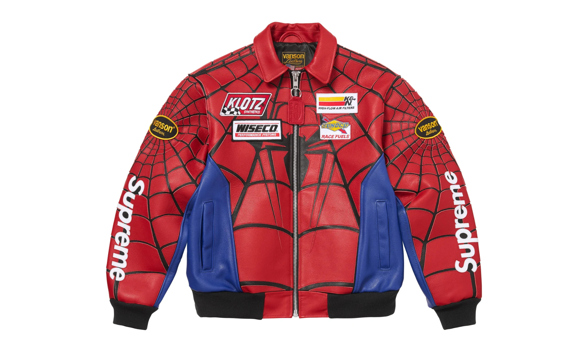 Supreme x Vanson Leathers Spider-Man Jacket Red