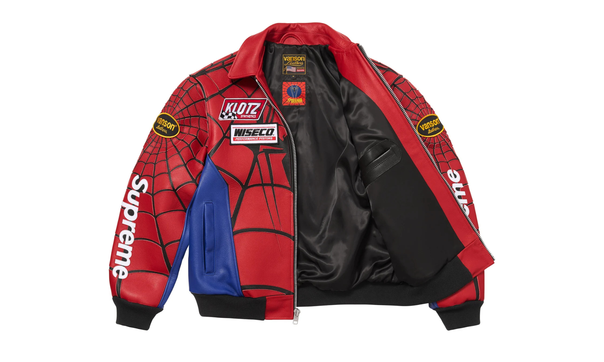 Supreme x Vanson Leathers Spider-Man Jacket Red