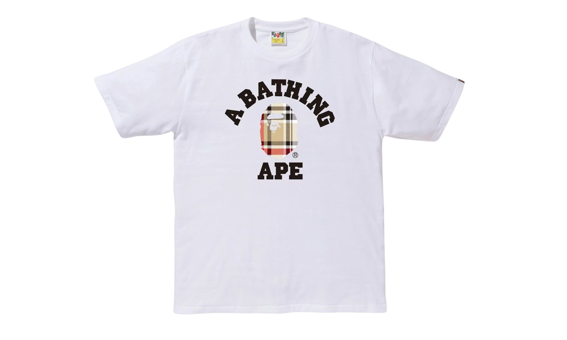 BAPE Check College Tee White Beige