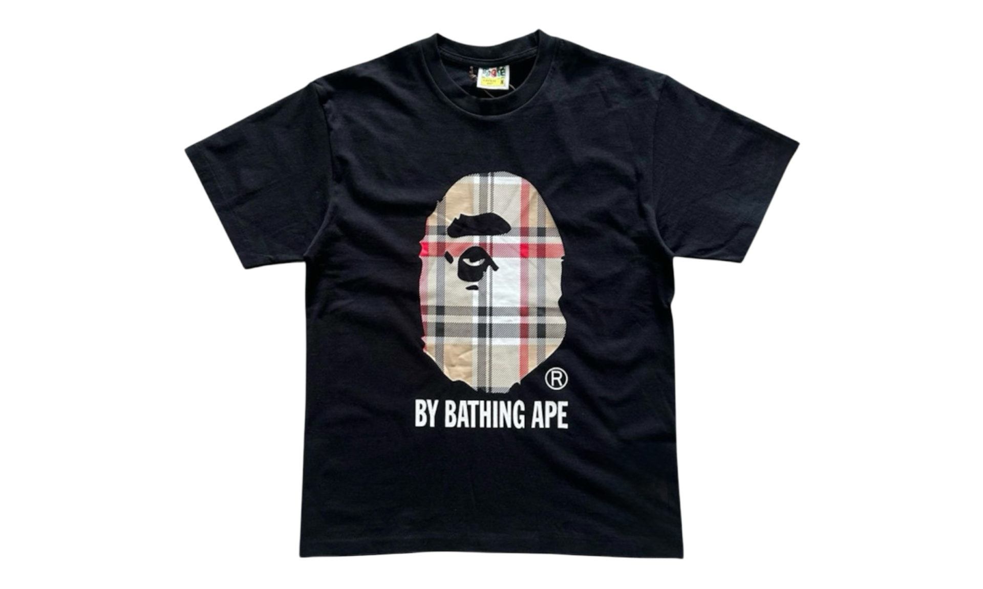 BAPE A Bathing Ape Check by Bathing Tee Black Beige