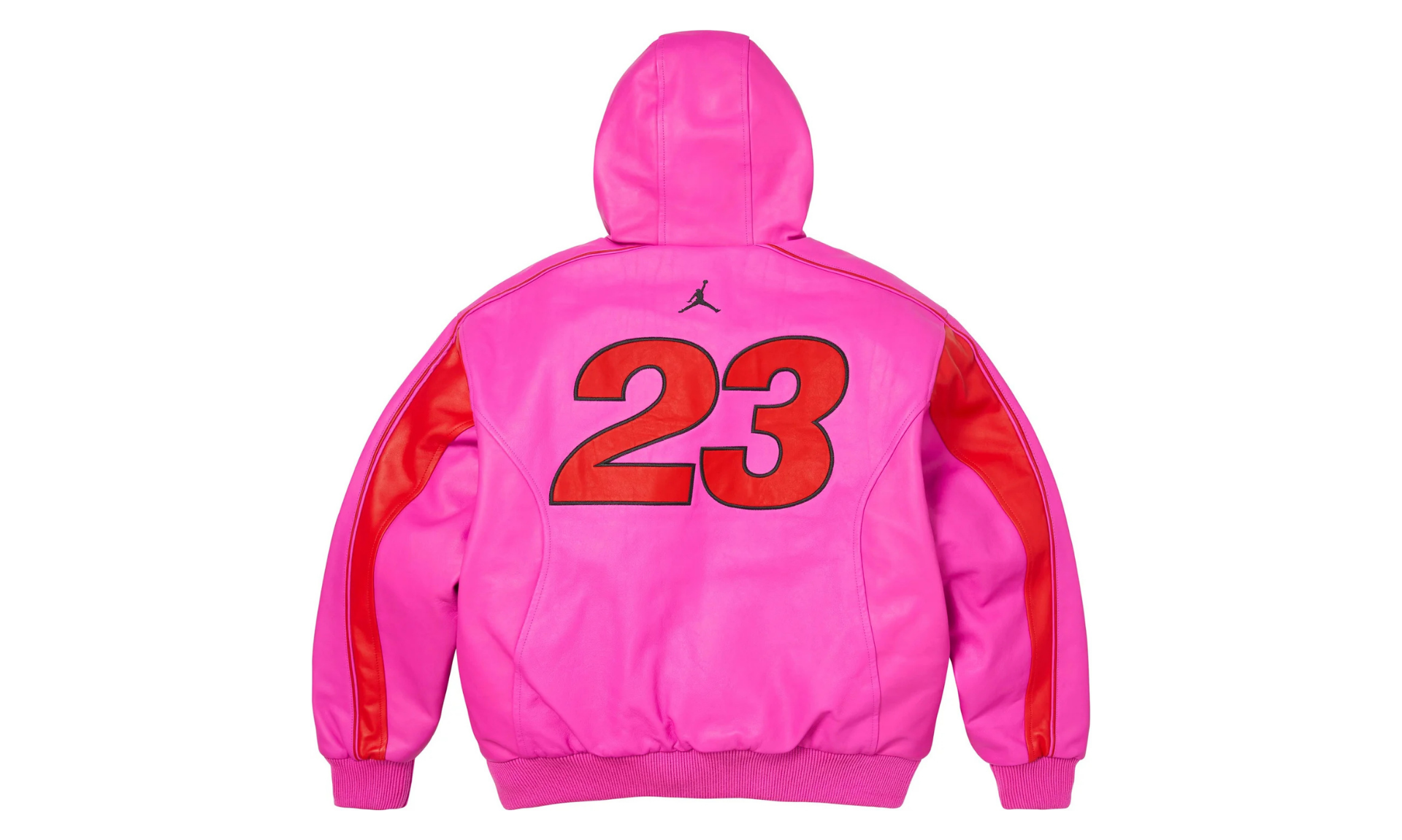 Supreme Jordan Hooded Leather Jacket Pink