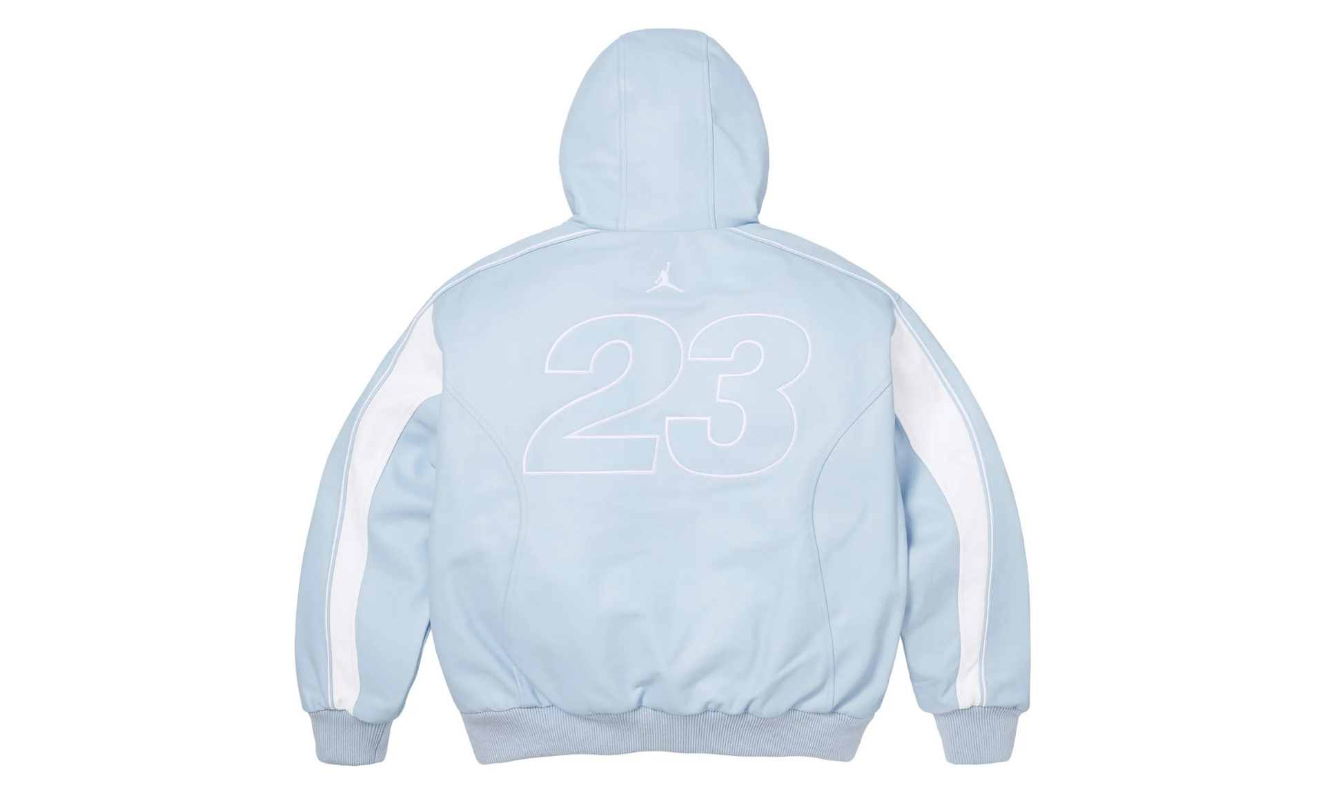 Supreme Jordan Hooded Leather Jacket Light Blue
