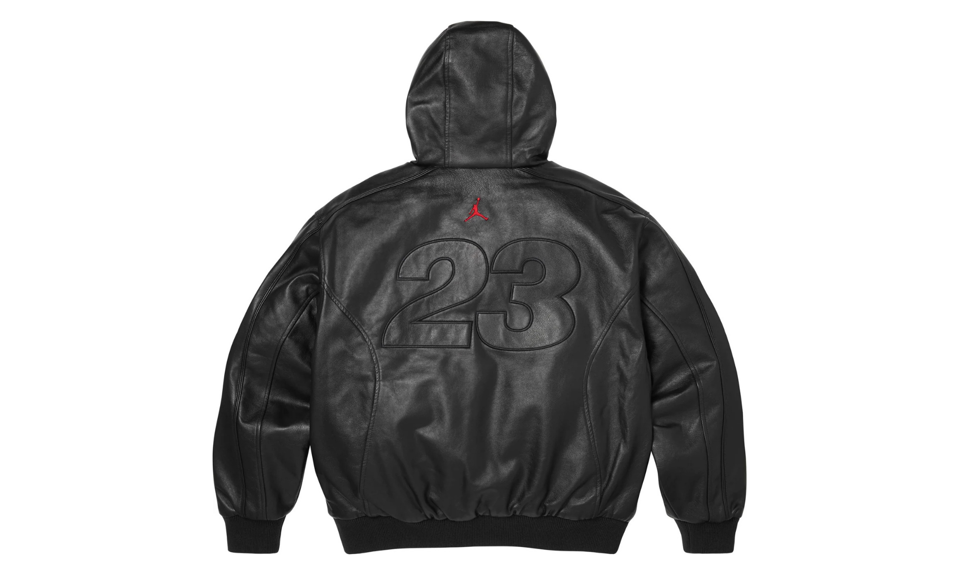 Supreme Jordan Hooded Leather Jacket Black