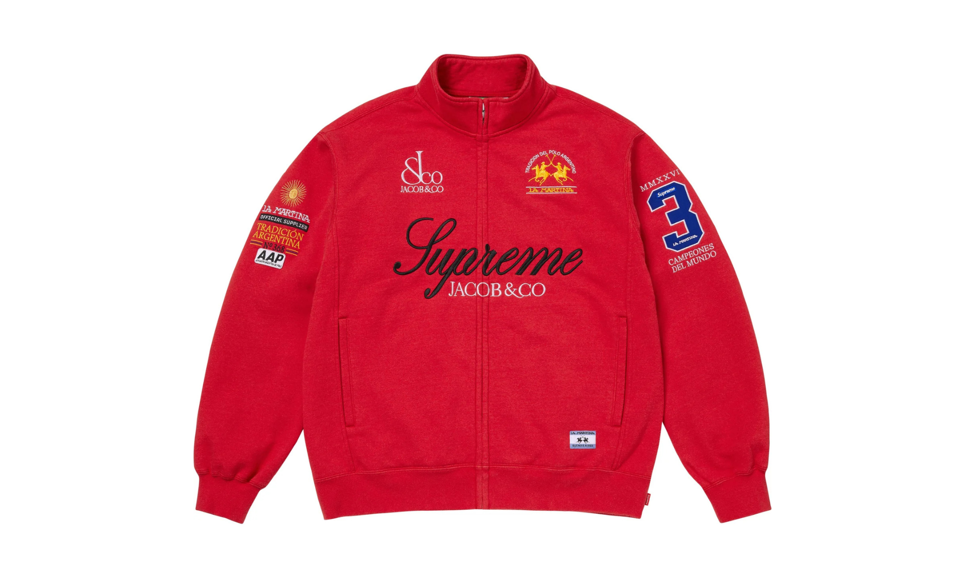 Supreme x La Martina x Jacob & Co Zip Up Sweatshirt Red