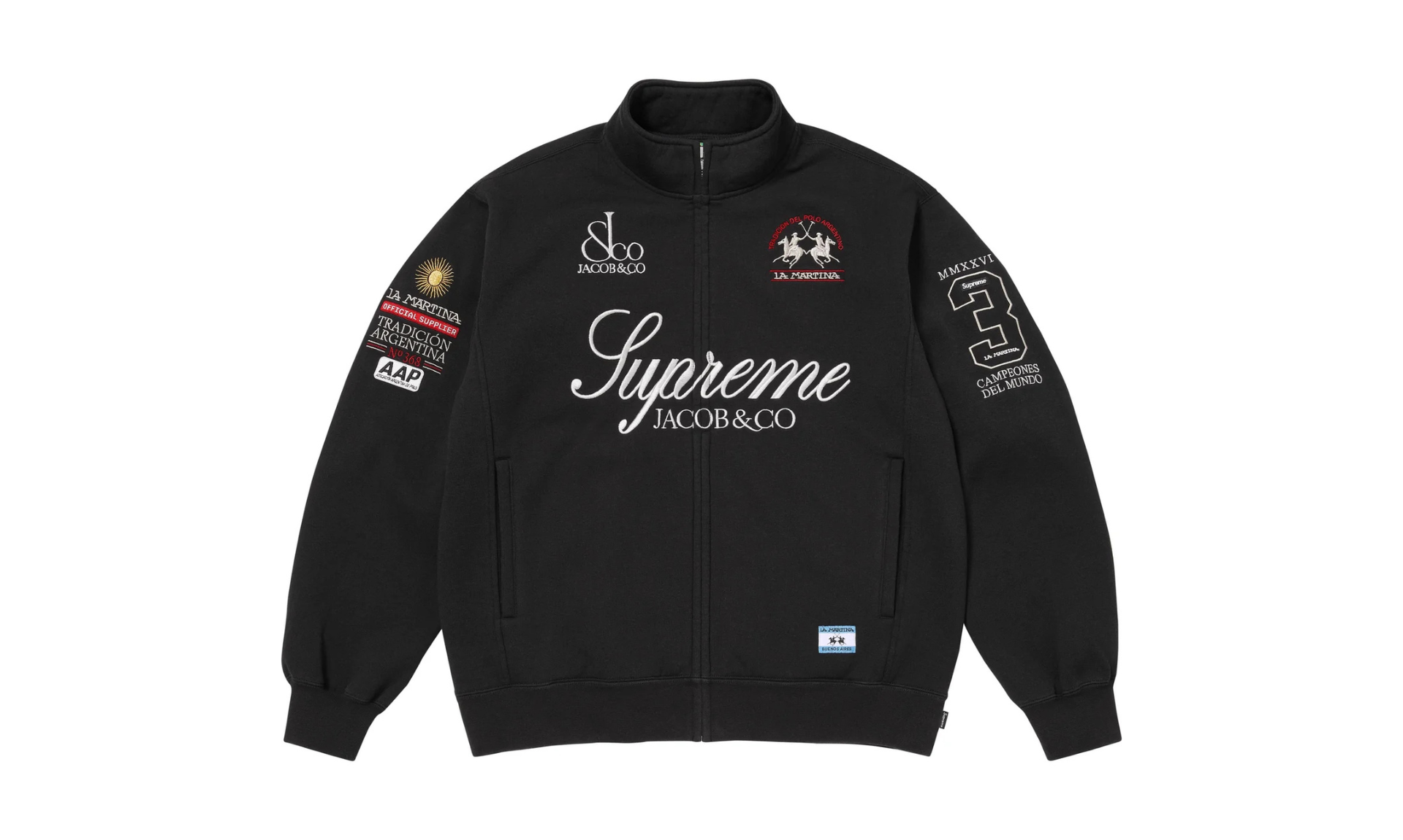 Supreme x La Martina x Jacob & Co Zip Up Sweatshirt Black