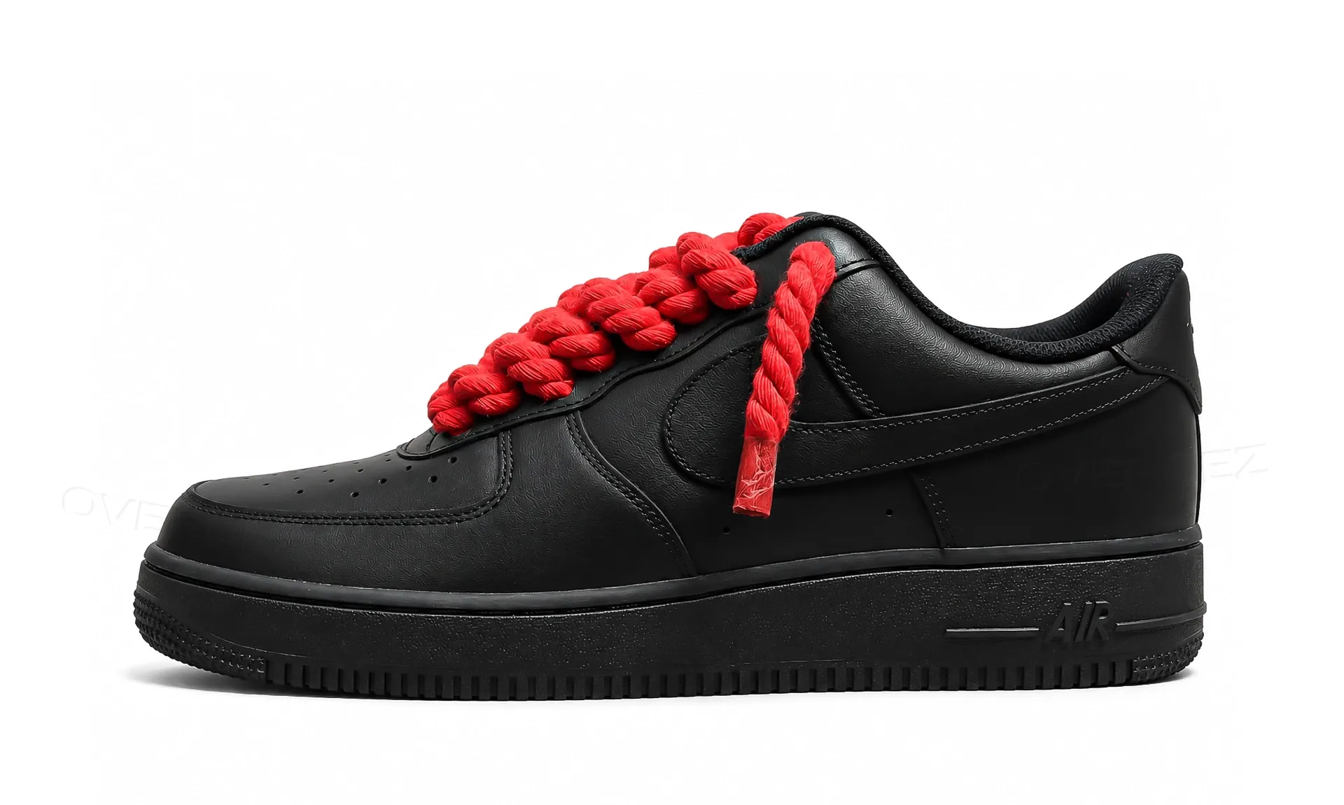 Nike Air Force 1 Low Black Rope Laces Red