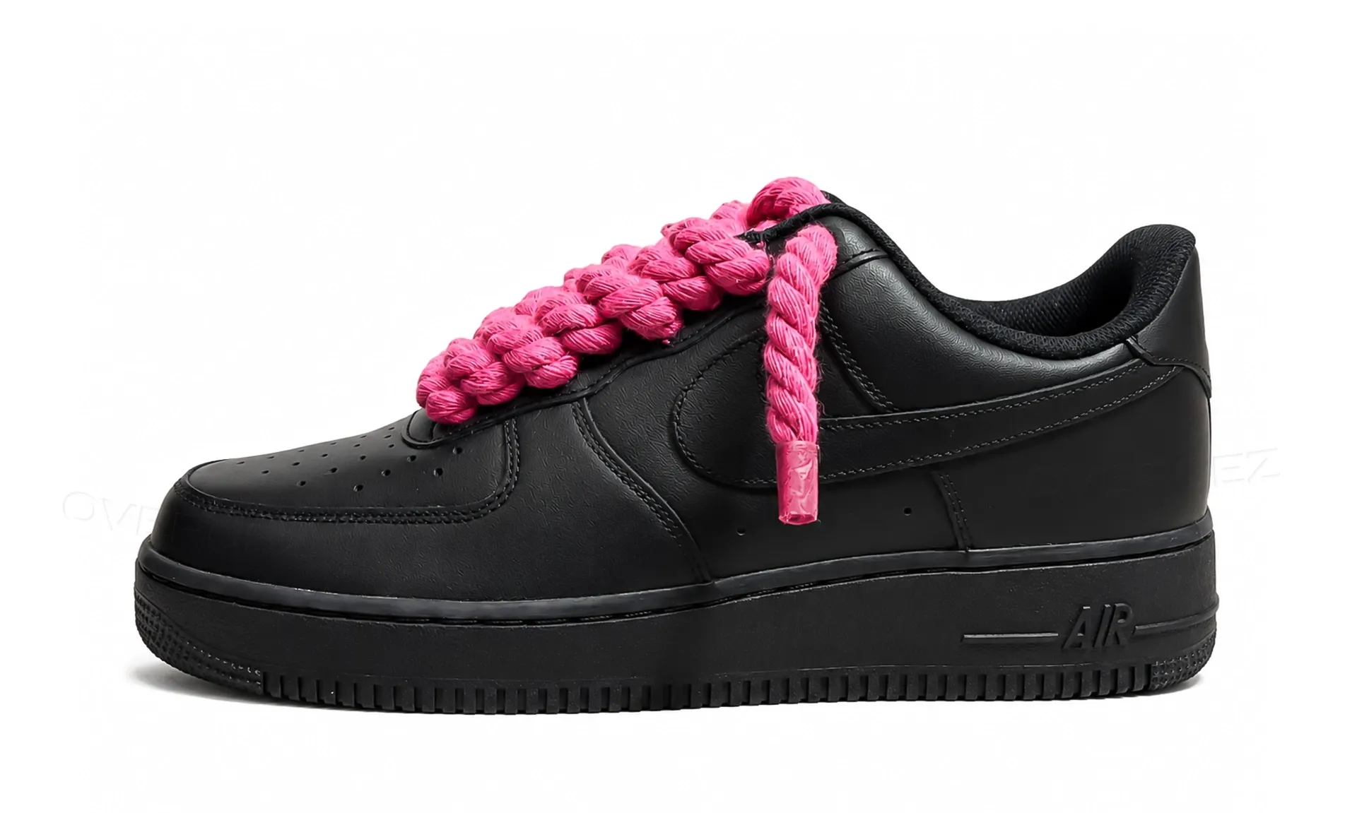 Nike Air Force 1 Low Black Rope Laces Dark Pink